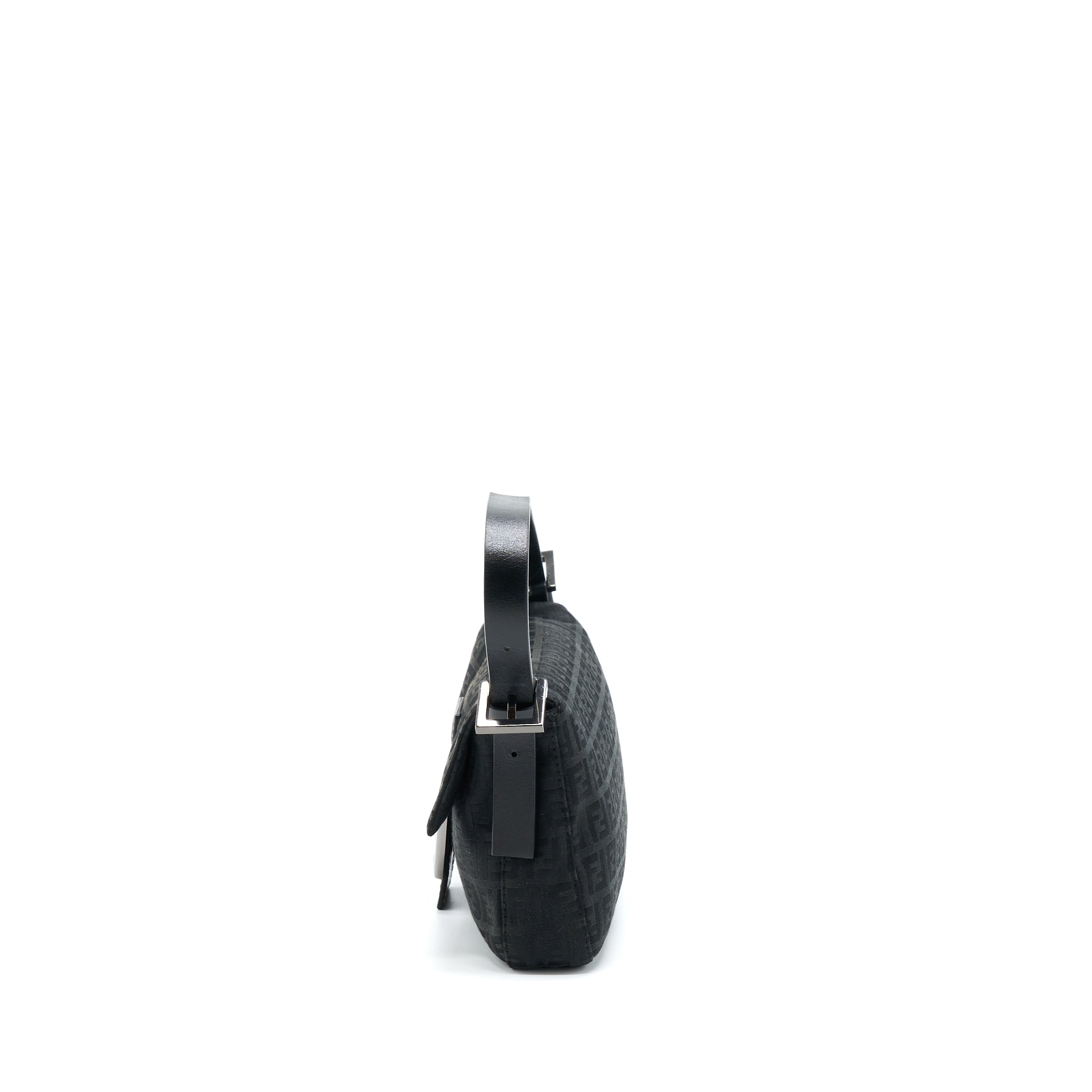FENDI ZUCCA BAGUETTE CANVAS BLACK WITH SILVER HARDWARE