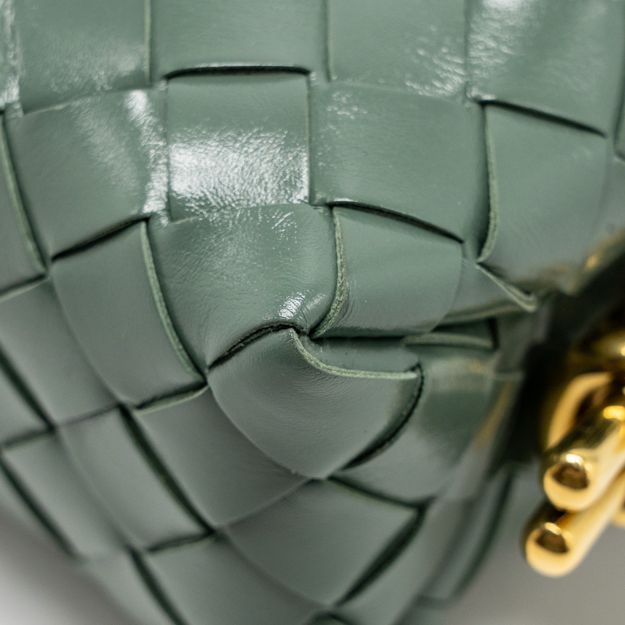BOTTEGA VENETA MINI LOOP BAG METAL KNOTS CALFSKIN GREEN GHW