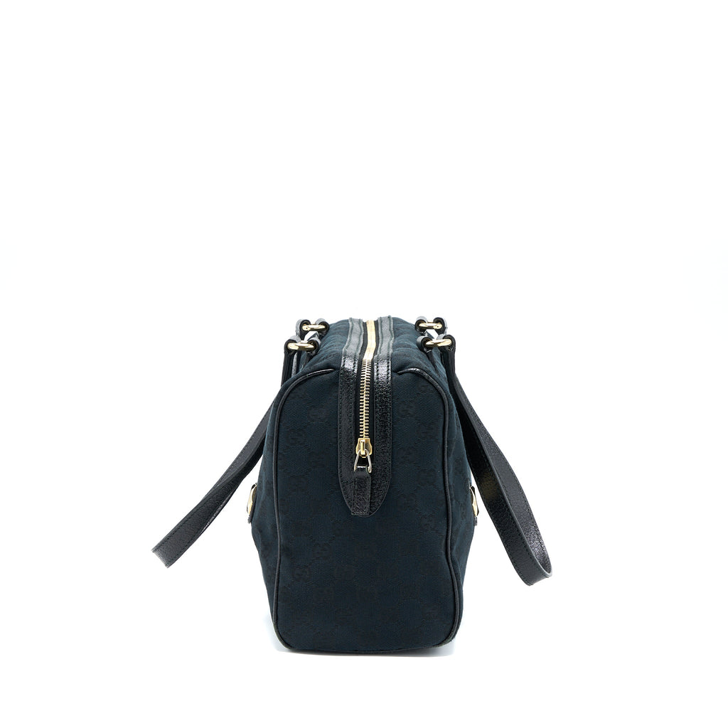 GUCCI BOSTON BAG GG SUPREME FABRIC BLACK SHW