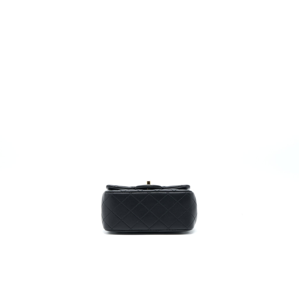CHANEL 23C PEARL CRUSH MINI SQUARE FLAP BAG LAMBSKIN BLACK LGHW (MICROCHIP)