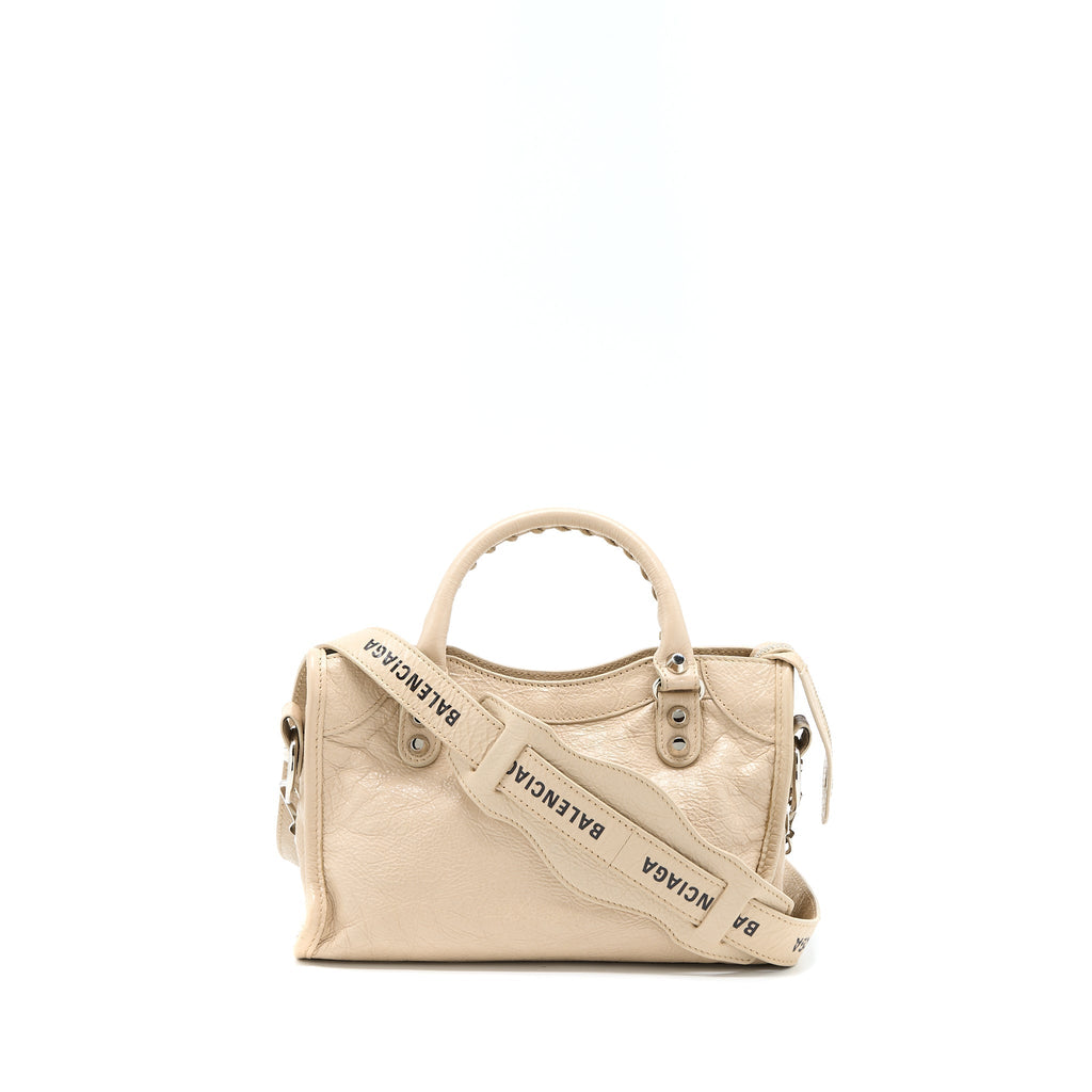 BALENCIAGA MINI CITY BAG BEIGE SHW