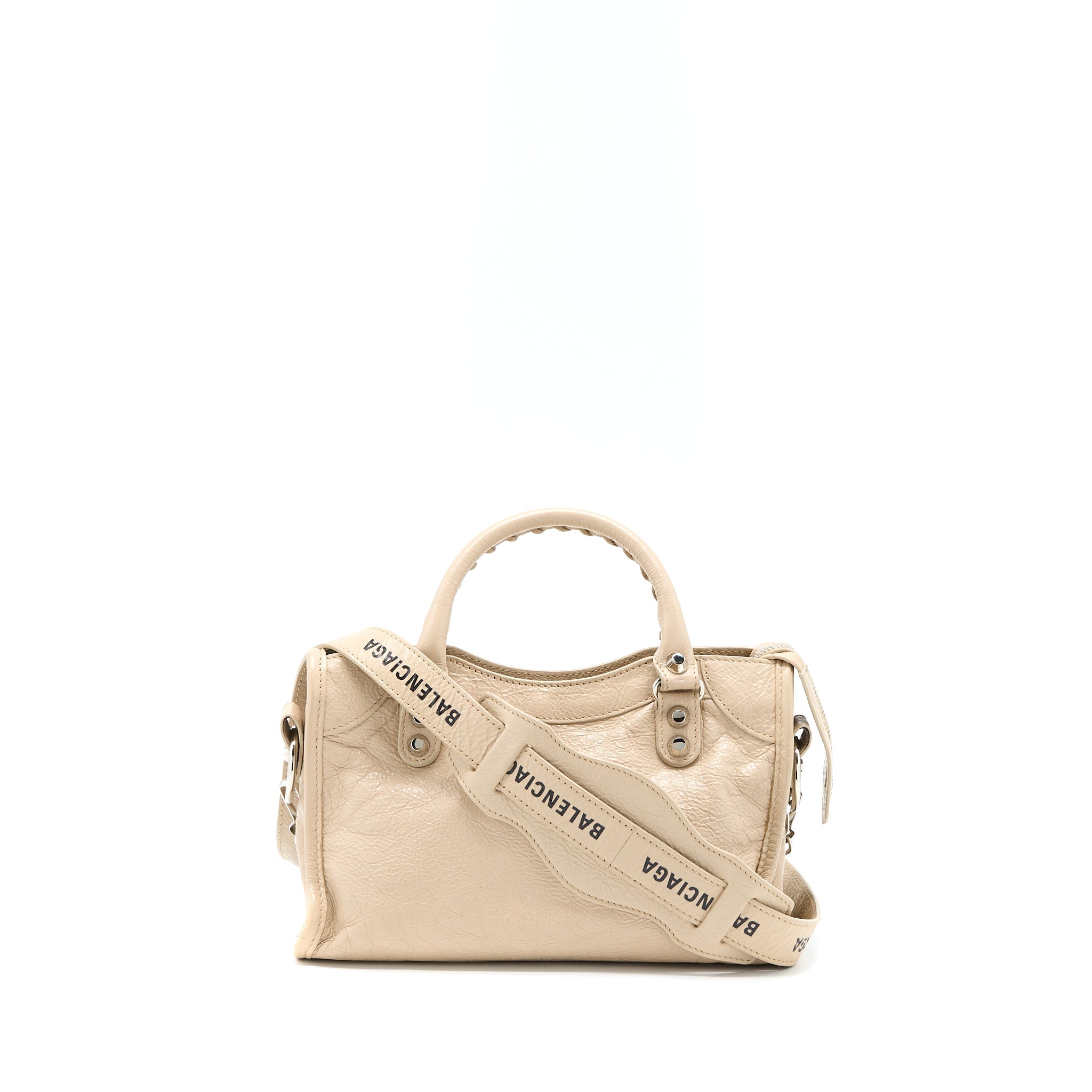 BALENCIAGA MINI CITY BAG BEIGE SHW
