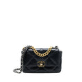 CHANEL SMALL 19 BAG LAMBSKIN BLACK MULTICOLOUR HARDWARE