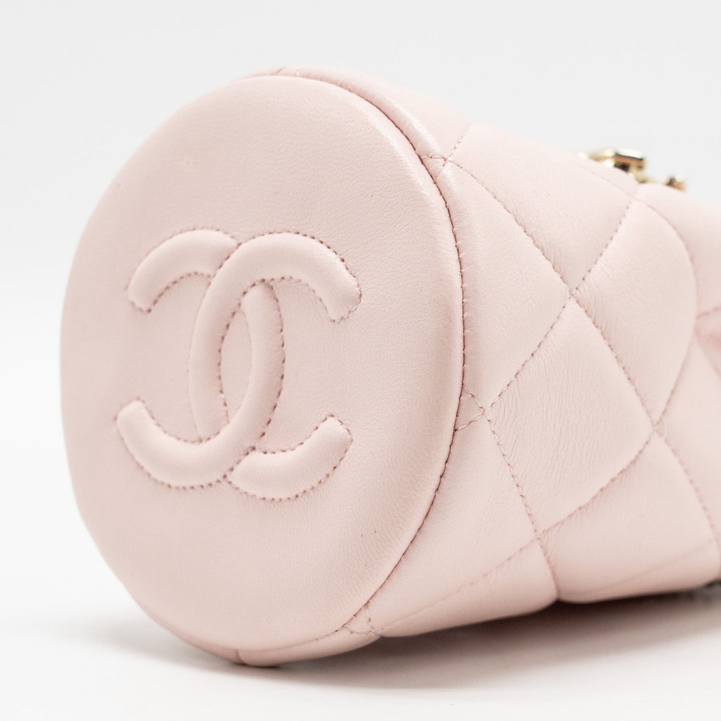 CHANEL MINI DRAWSTRING BUCKET BAG LAMBSKIN PINK LGHW