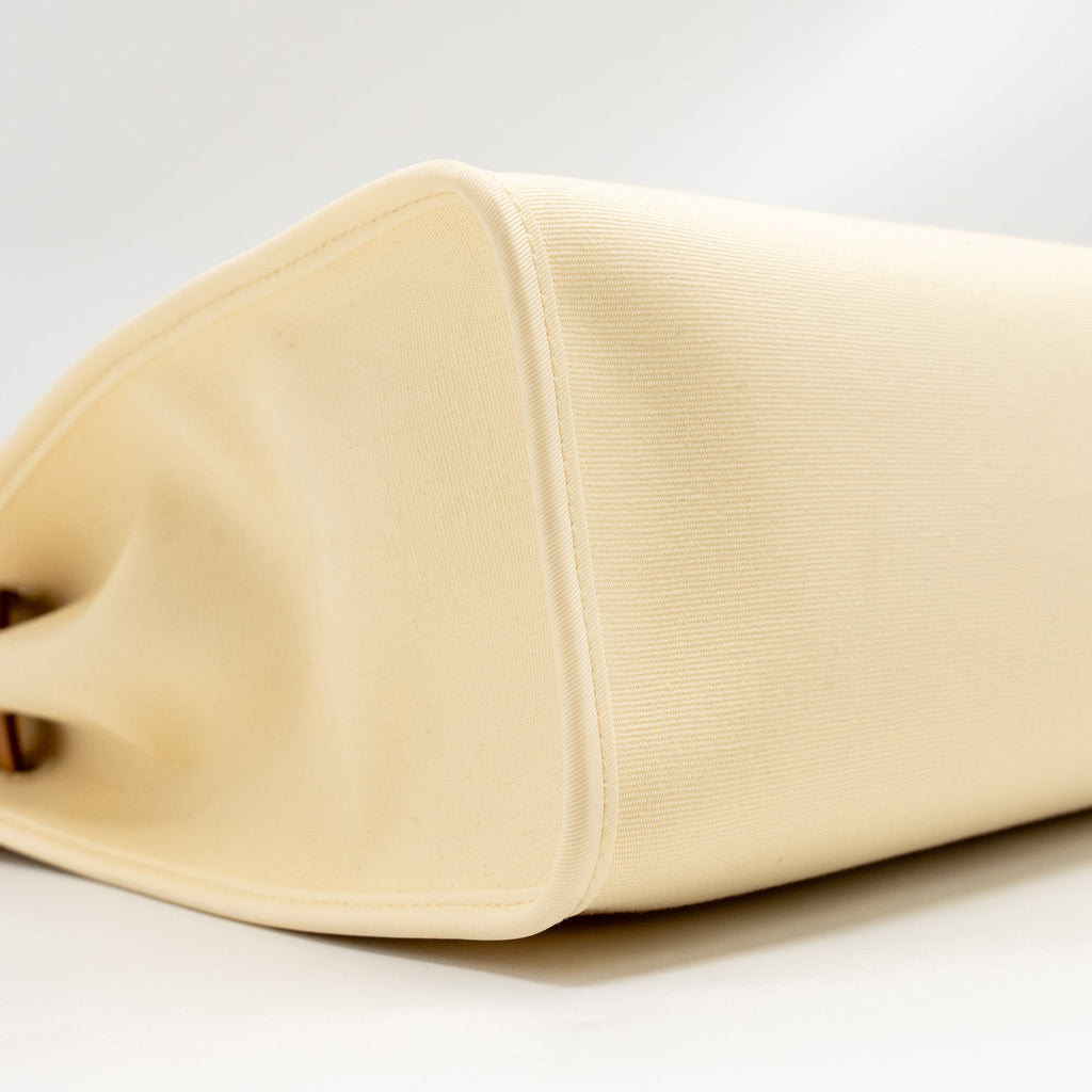 HERMES HERBAG 31 ZIP BAG CANVAS/HUNTER LEATHER VANILLE/NATUREL-SABLE SHW