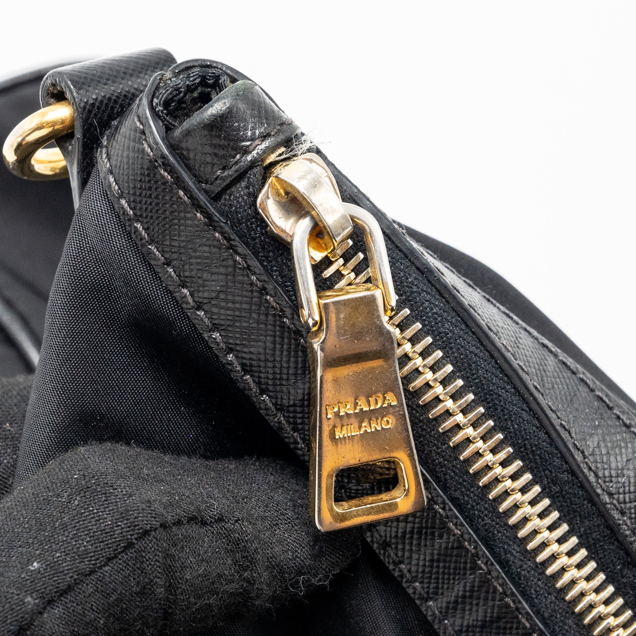 PRADA ZIP NYLON BAG BLACK GHW