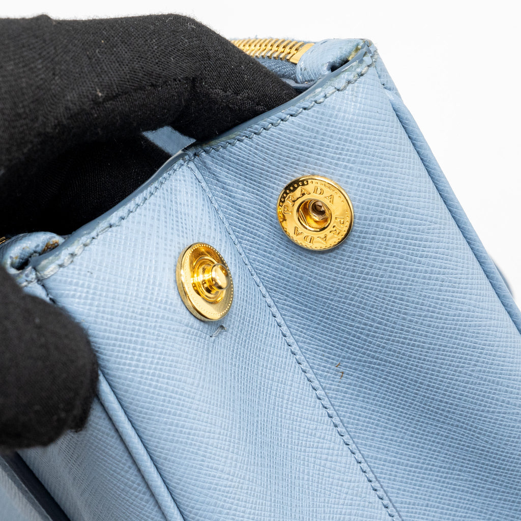 PRADA SMALL SAFFIANO TOTE BAG CALFSKIN LIGHT BLUE GHW