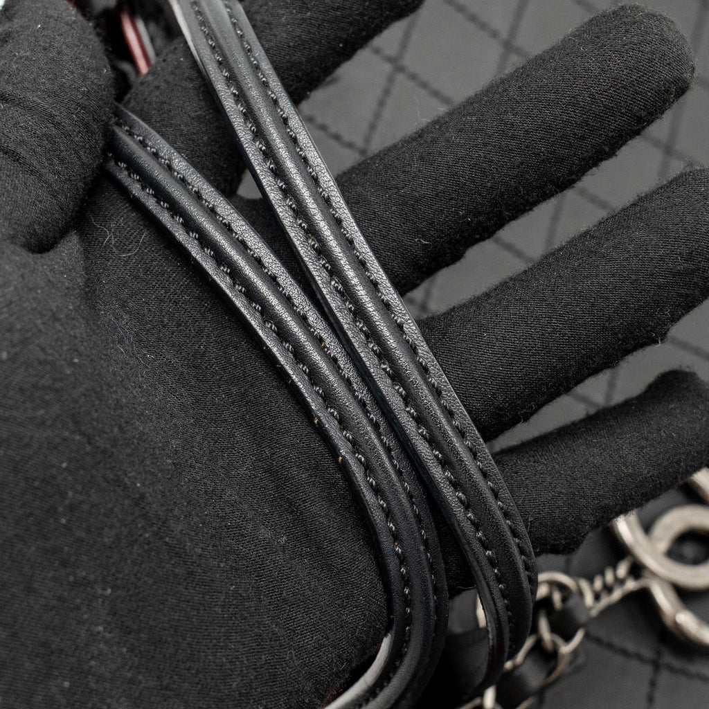 CHANEL ON THE ROAD STITCHED TOTE BAG CALFSKIN BLACK RUTHENIUM SILVER HARDWARE