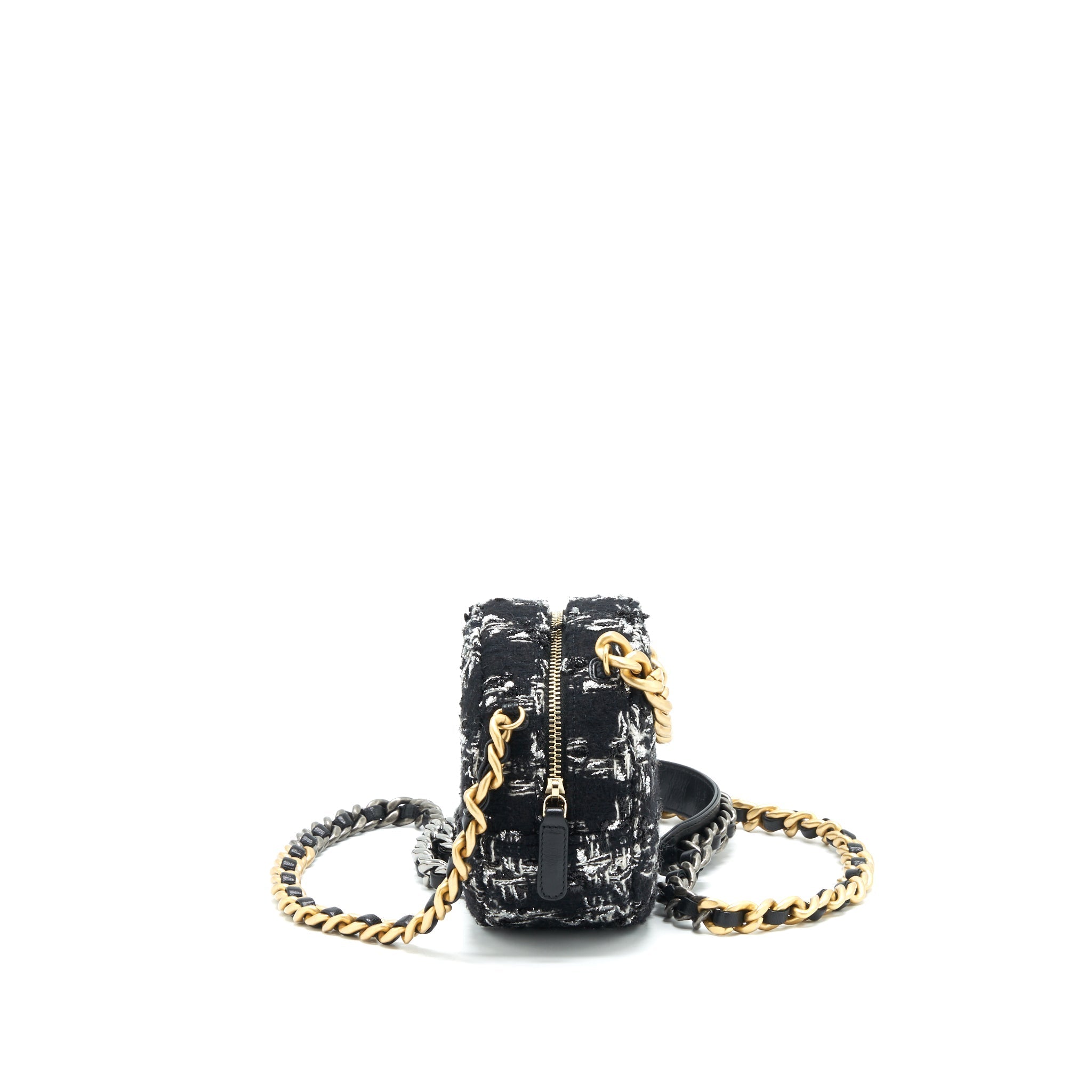 CHANEL TWEED 19 ROUND CLUTCH WITH CHAIN