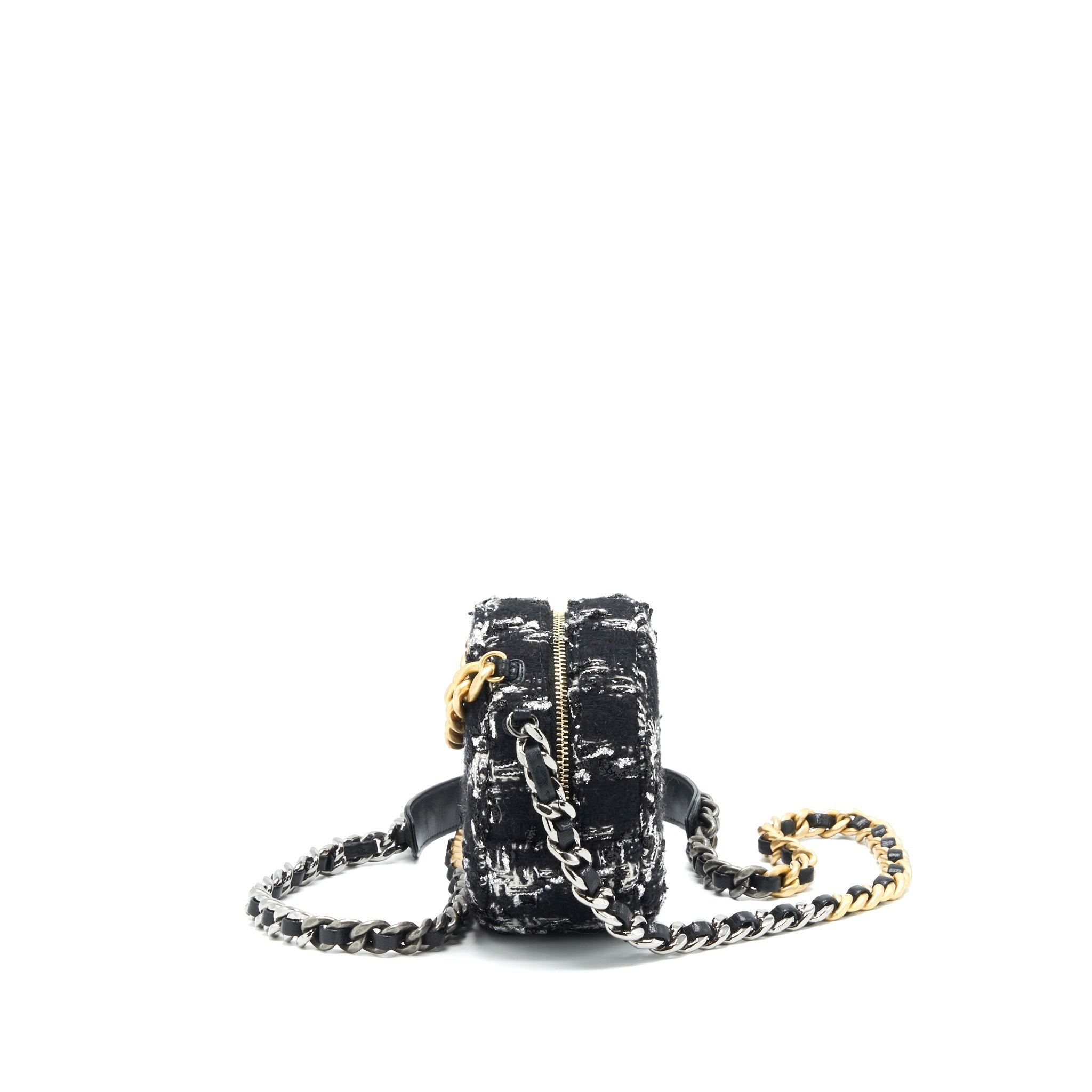 CHANEL TWEED 19 ROUND CLUTCH WITH CHAIN