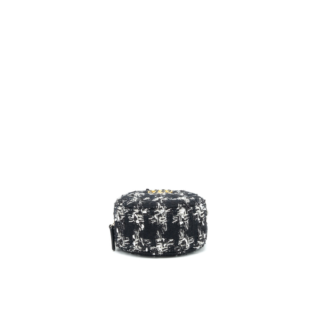 CHANEL TWEED 19 ROUND CLUTCH WITH CHAIN