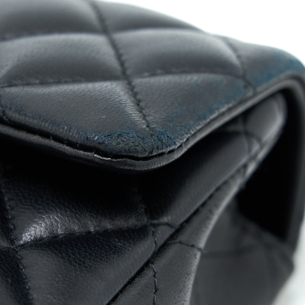 CHANEL MINI RECTANGULAR FLAP BAG LAMBSKIN BLACK SHW