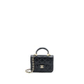 CHANEL MINI TOP HANDLE FLAP BAG LAMBSKIN BLACK LGHW