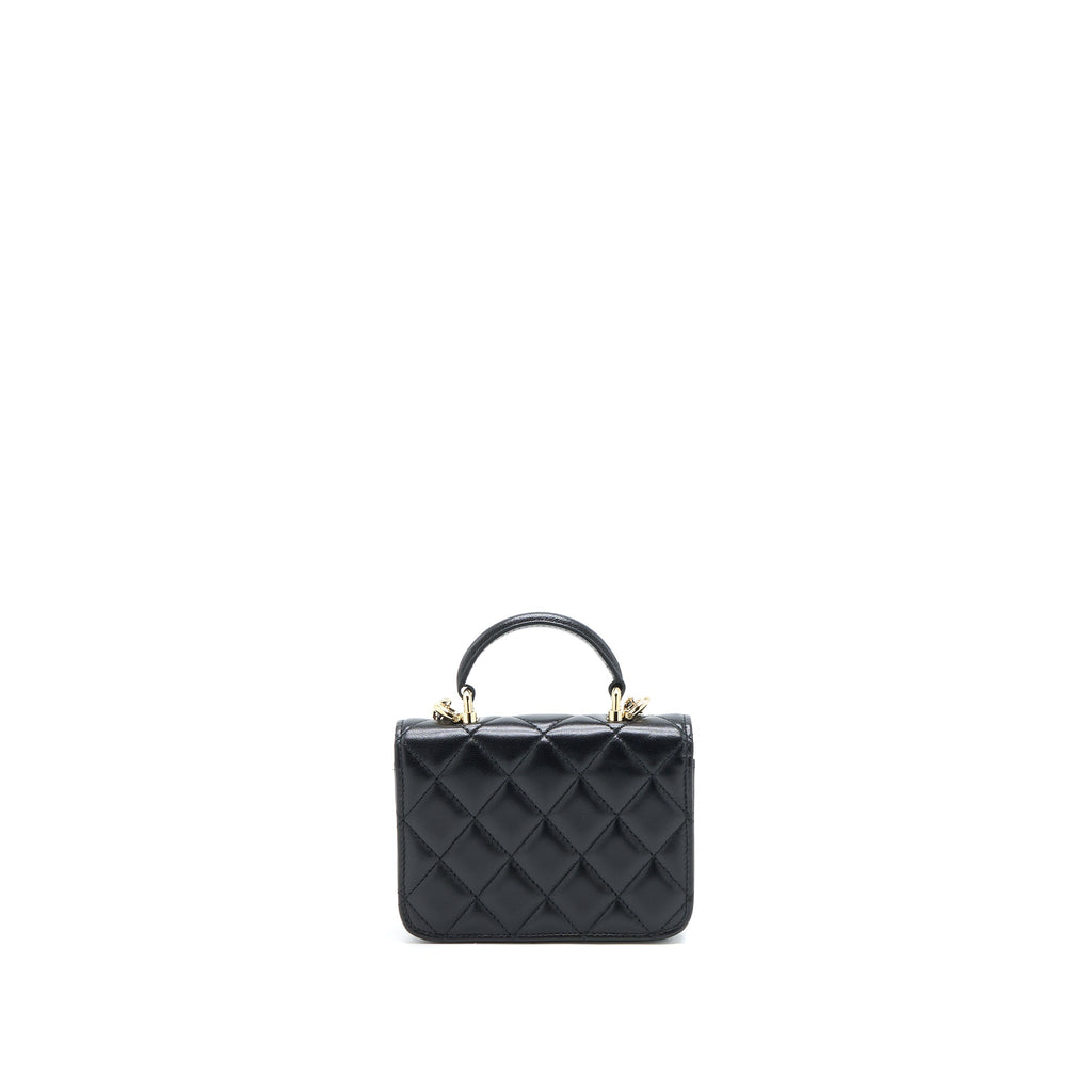 CHANEL MINI TOP HANDLE FLAP BAG LAMBSKIN BLACK LGHW