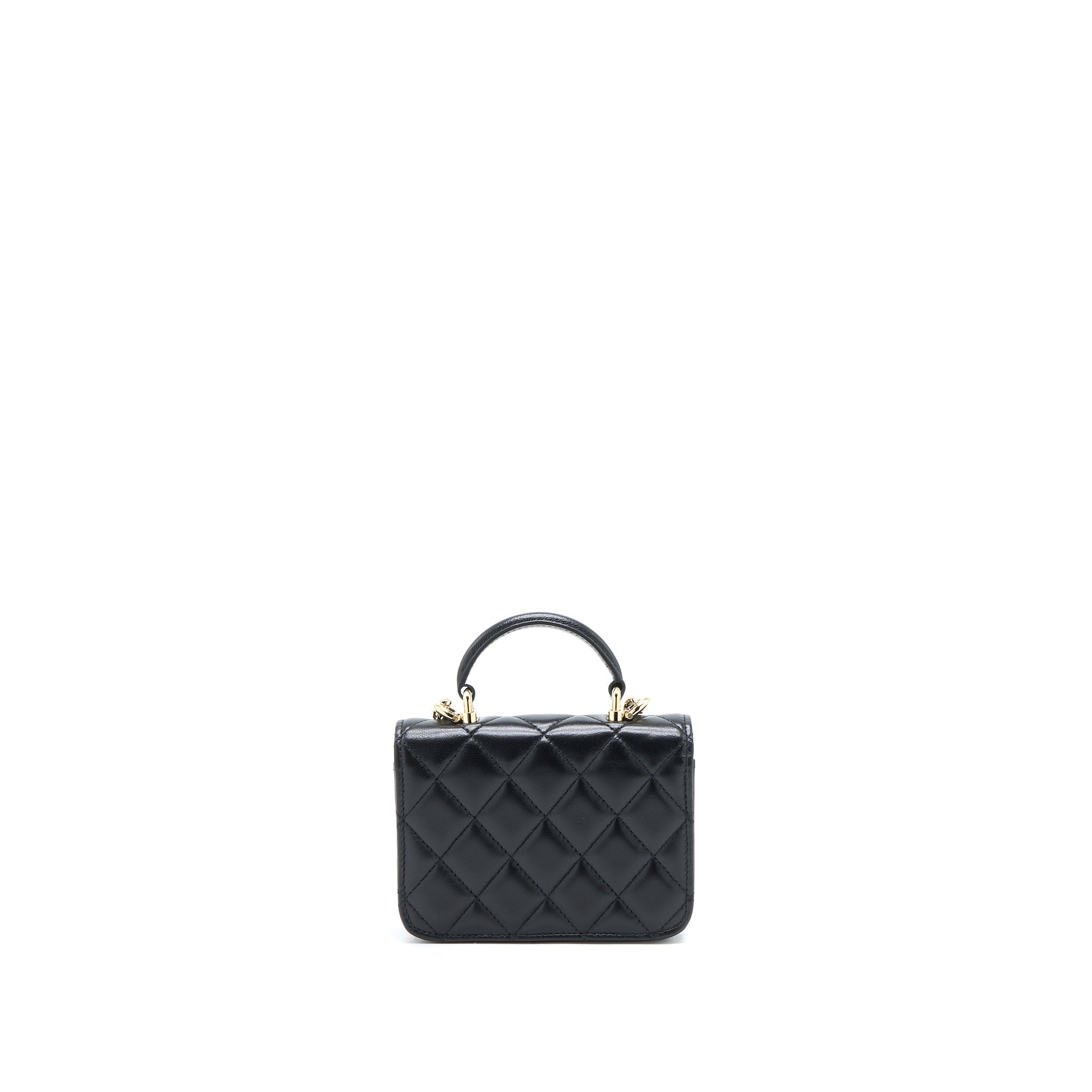 CHANEL MINI TOP HANDLE FLAP BAG LAMBSKIN BLACK LGHW