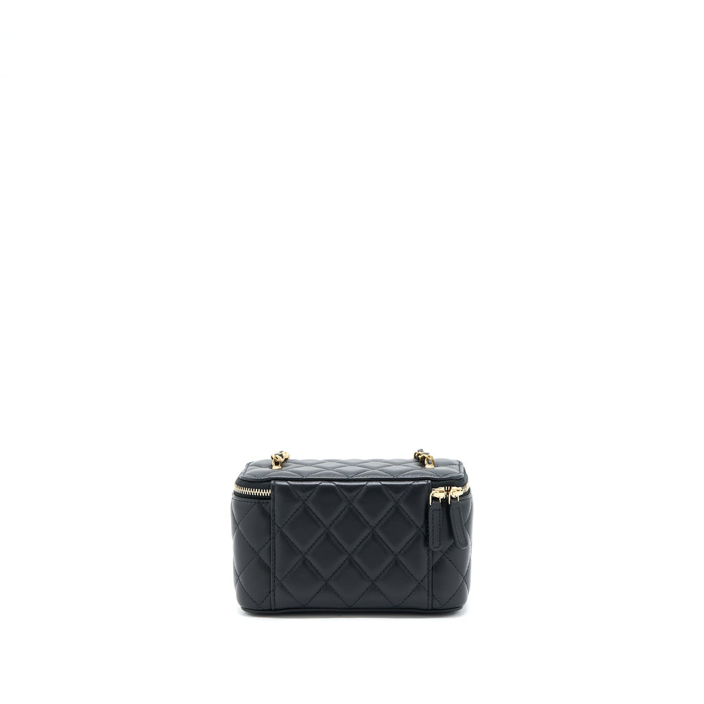 CHANEL 22B PEARL CRUSH LONG VANITY WITH CHAIN LAMBSKIN BLACK GHW (MICROCHIP)