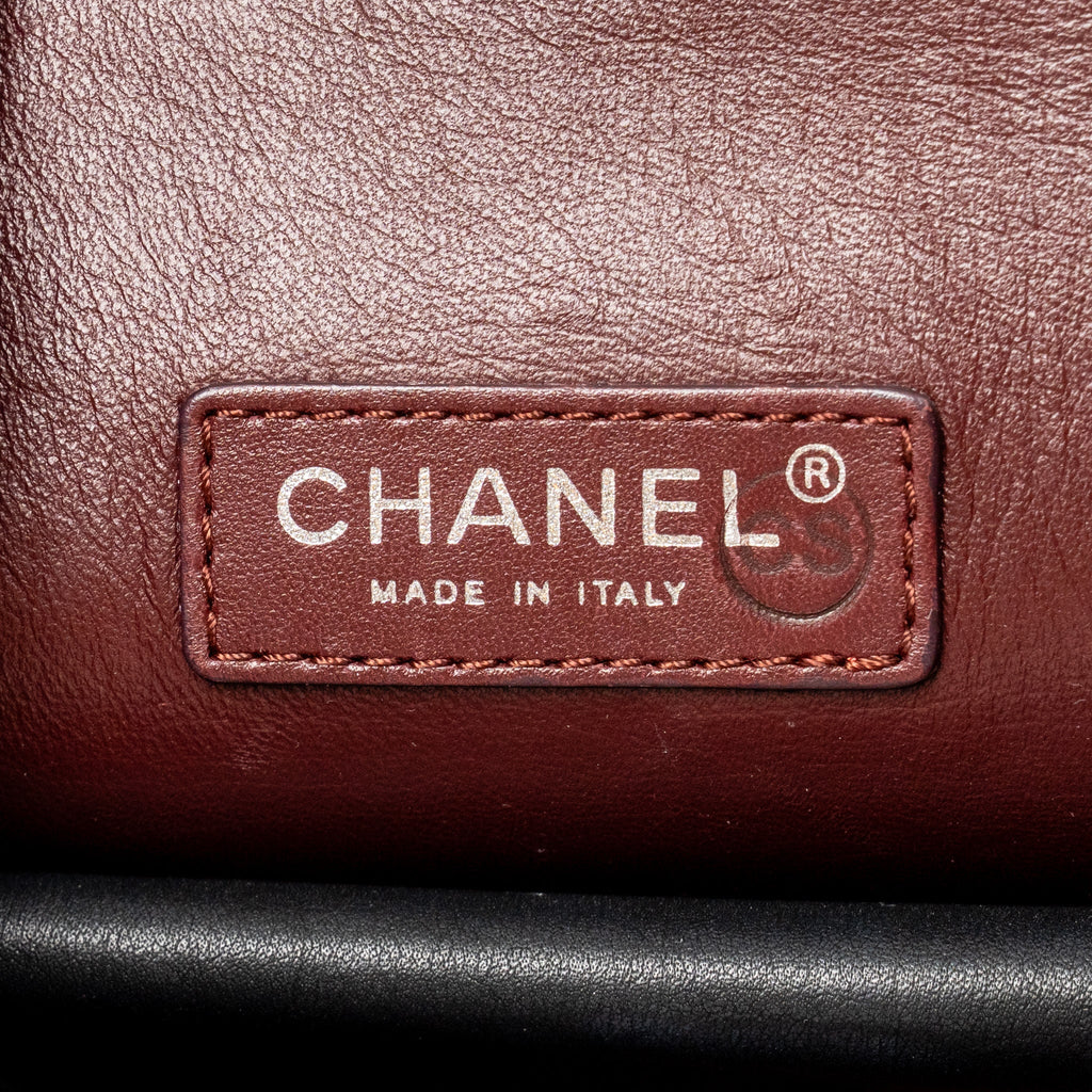 CHANEL ON THE ROAD STITCHED TOTE BAG CALFSKIN BLACK RUTHENIUM SILVER HARDWARE