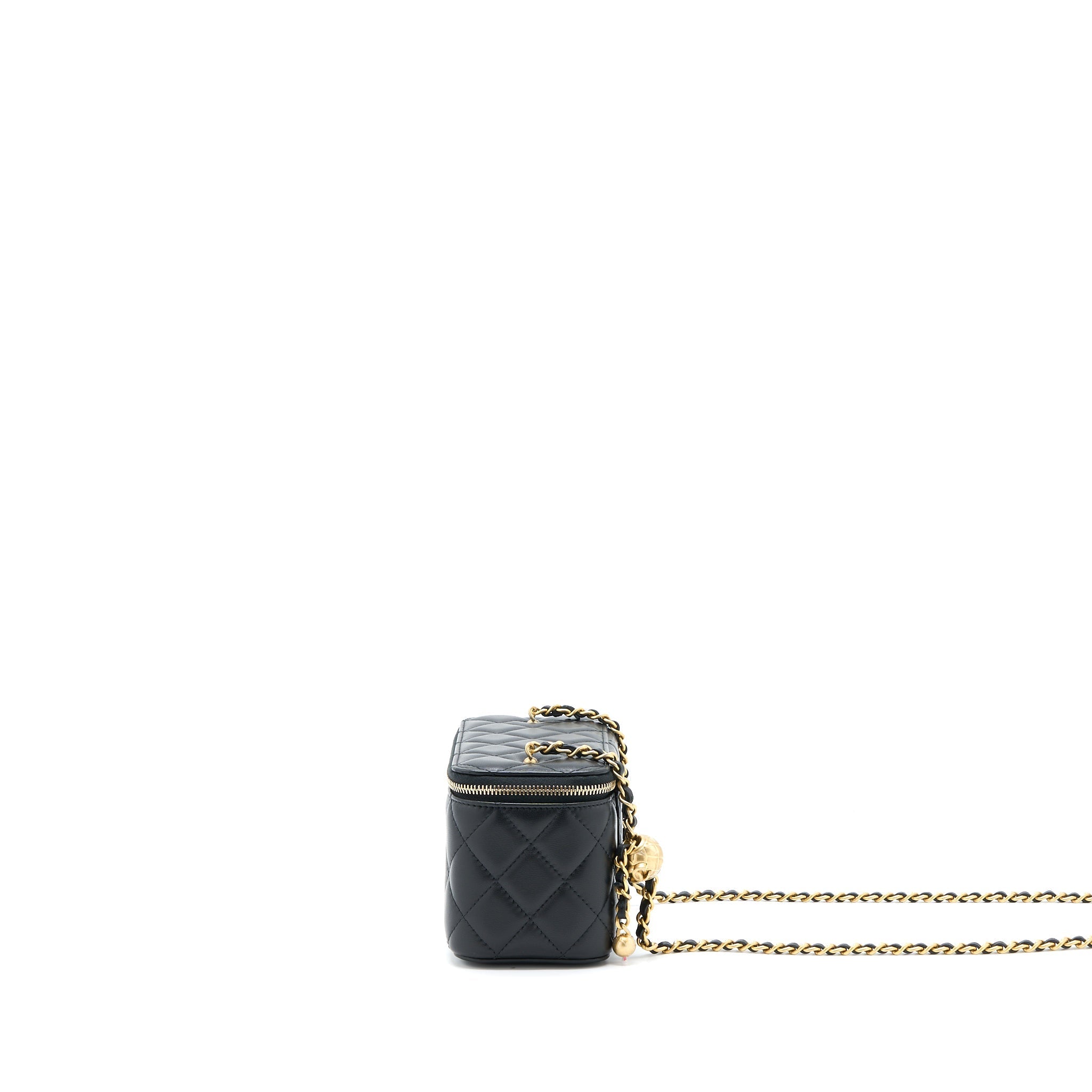 CHANEL 22B PEARL CRUSH LONG VANITY WITH CHAIN LAMBSKIN BLACK GHW (MICROCHIP)