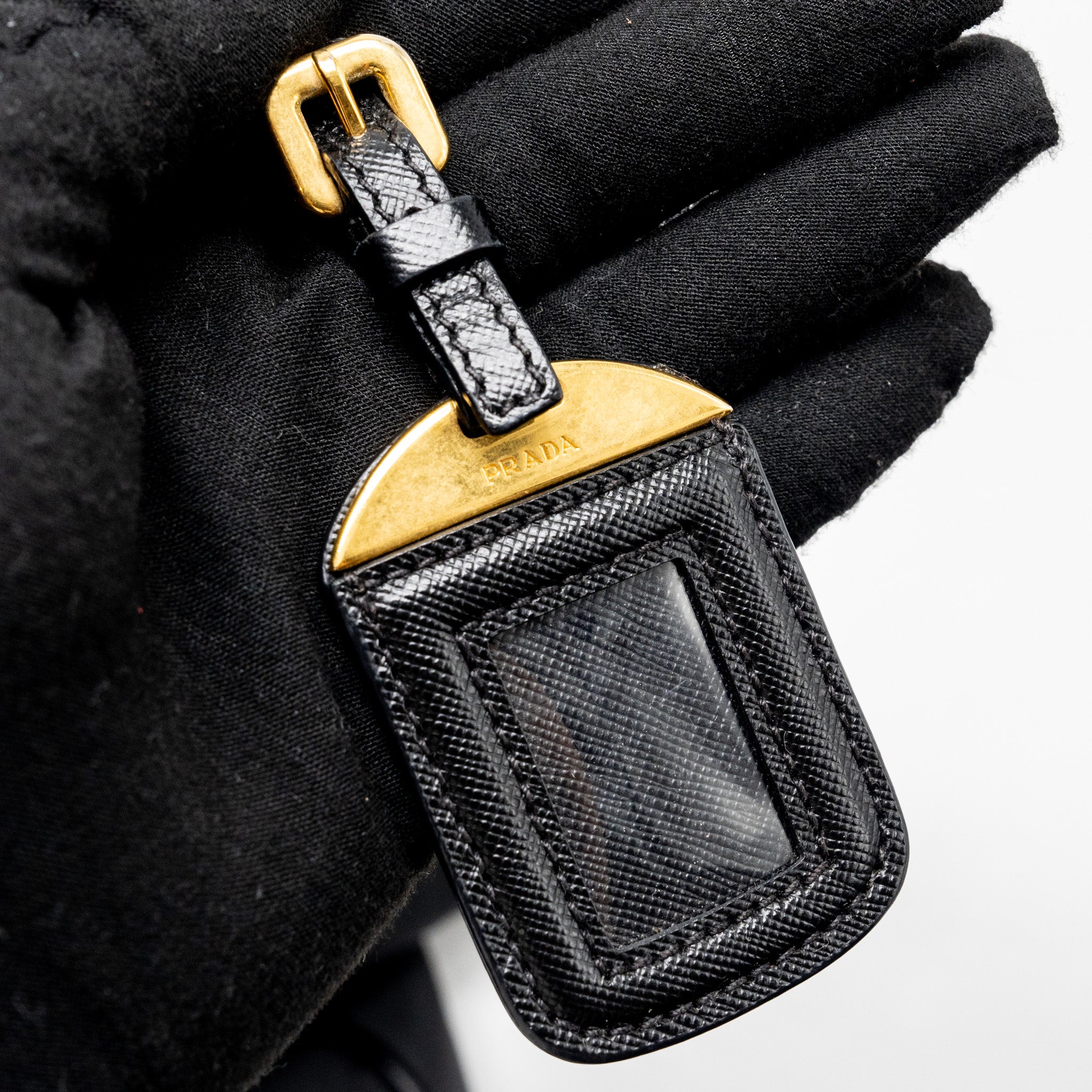 PRADA ZIP NYLON BAG BLACK GHW
