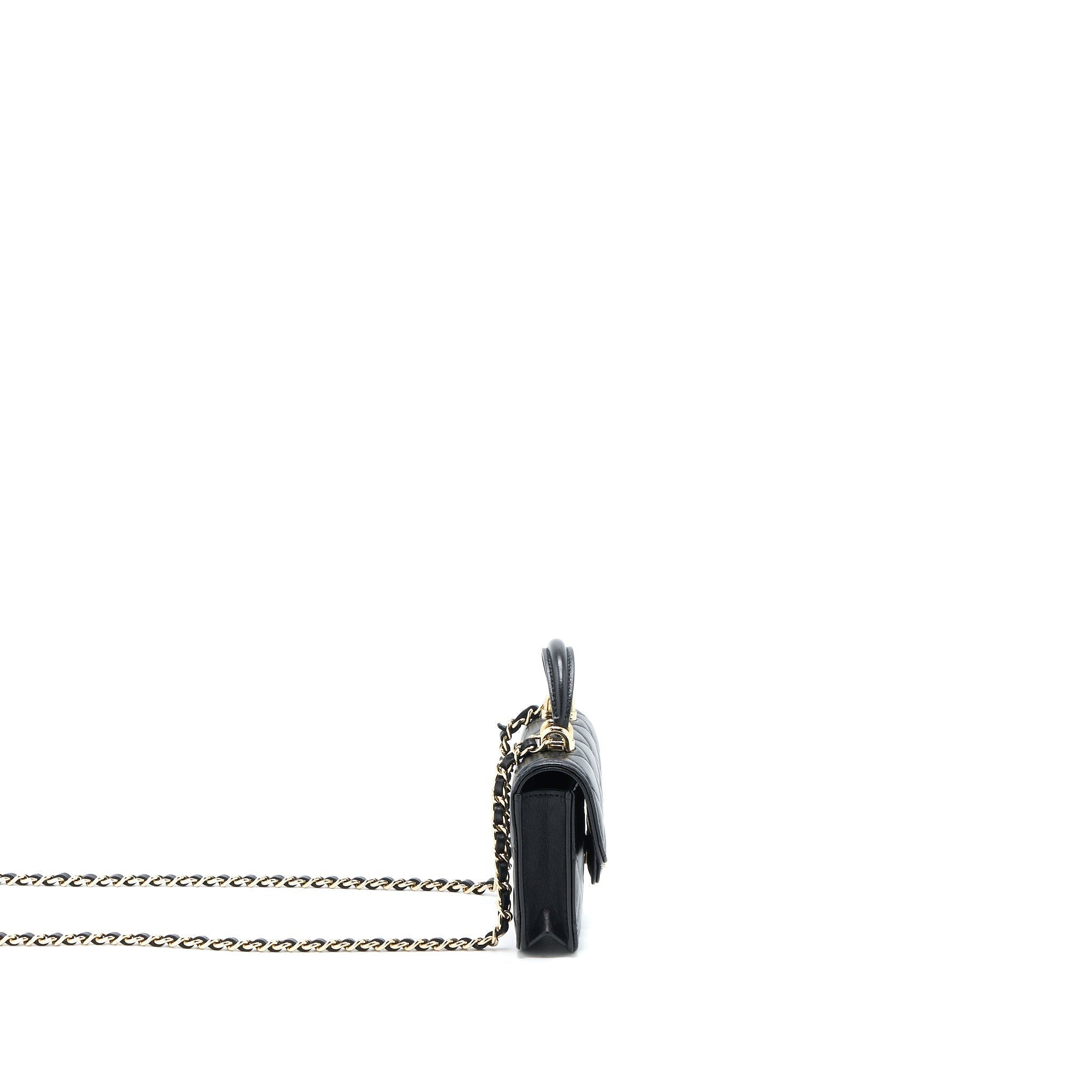 CHANEL MINI TOP HANDLE FLAP BAG LAMBSKIN BLACK LGHW