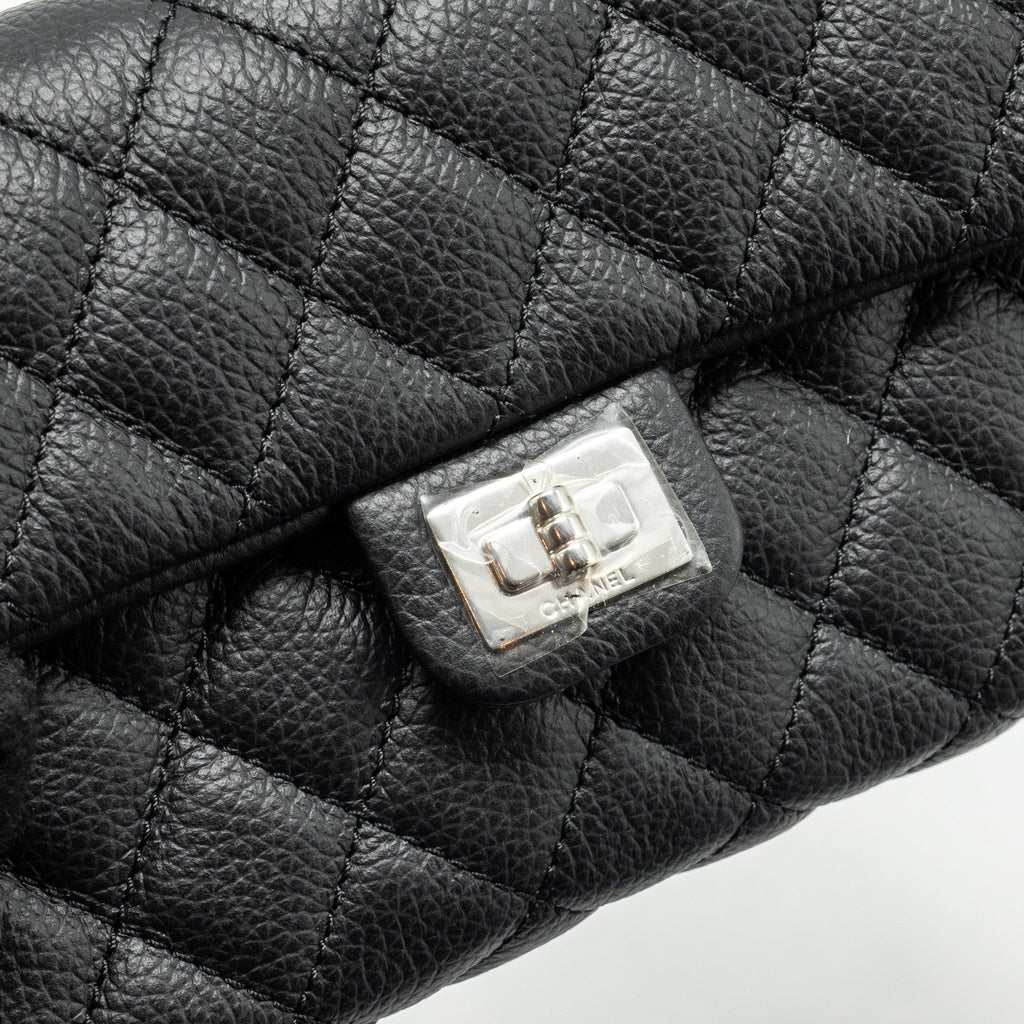 CHANEL 2.55 REISSUE BELT BAG GRAINED CALFSKIN BLACK SHW