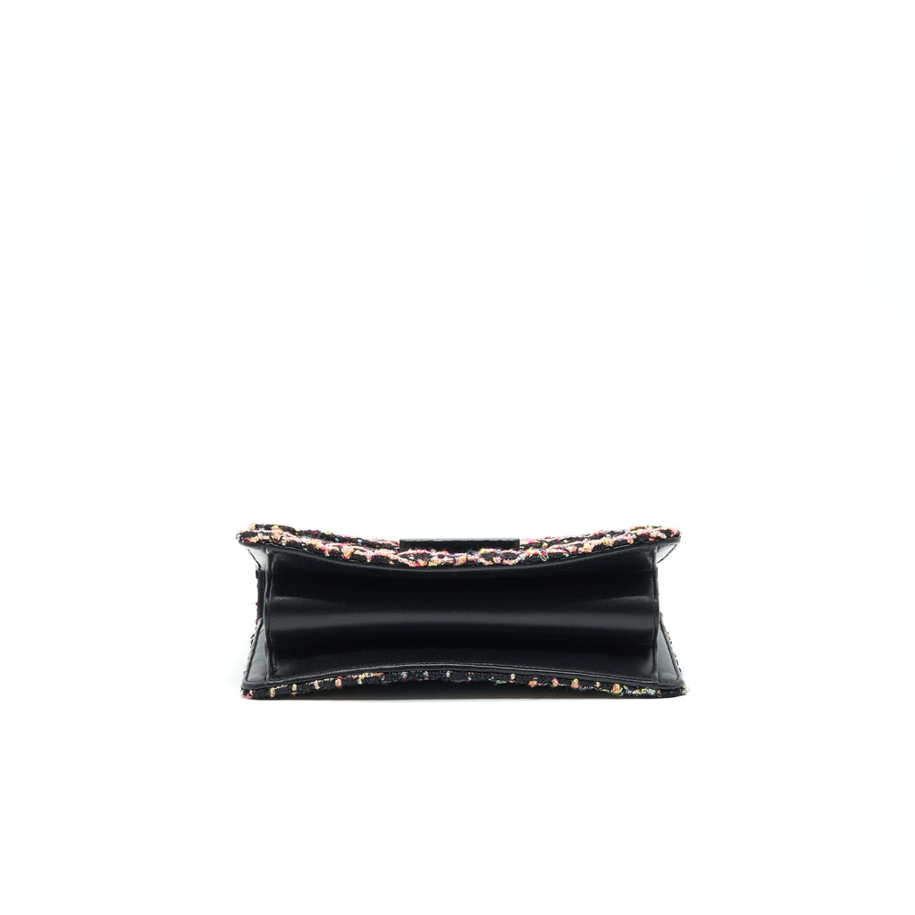 CHANEL TWEED QUILTED MINI BEAUTY LOCK FLAP BAG MULTICOLOR BLACK
