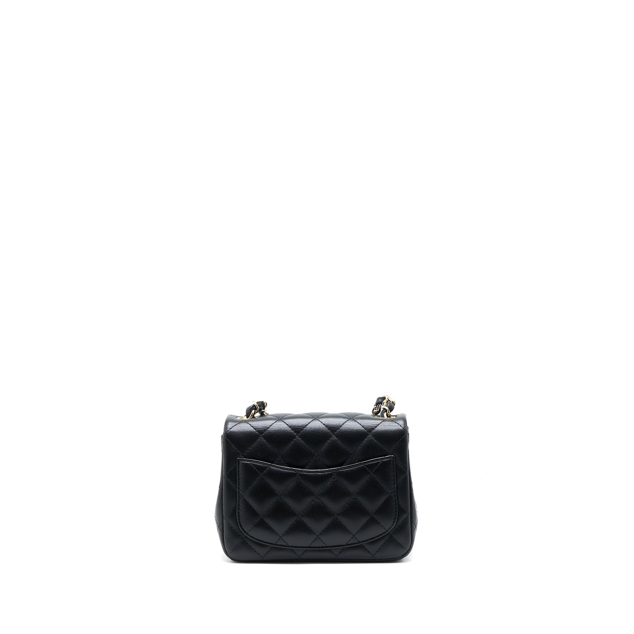 CHANEL CLASSIC MINI SQUARE FLAP BAG LAMBSKIN BLACK LGHW (MICROCHIP)