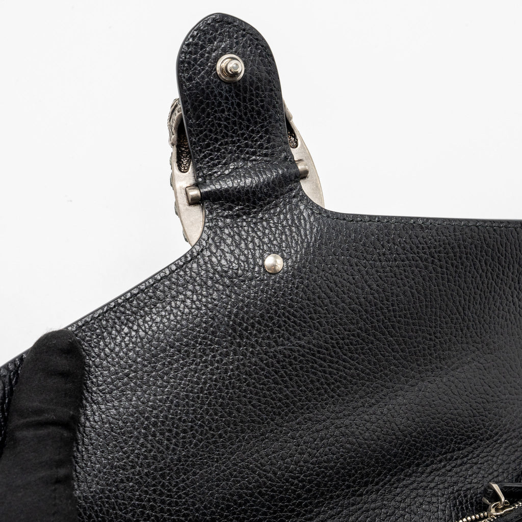 GUCCI DIONYSUS SHOULDER BAG CALFSKIN BLACK RUTHENIUM HARDWARE