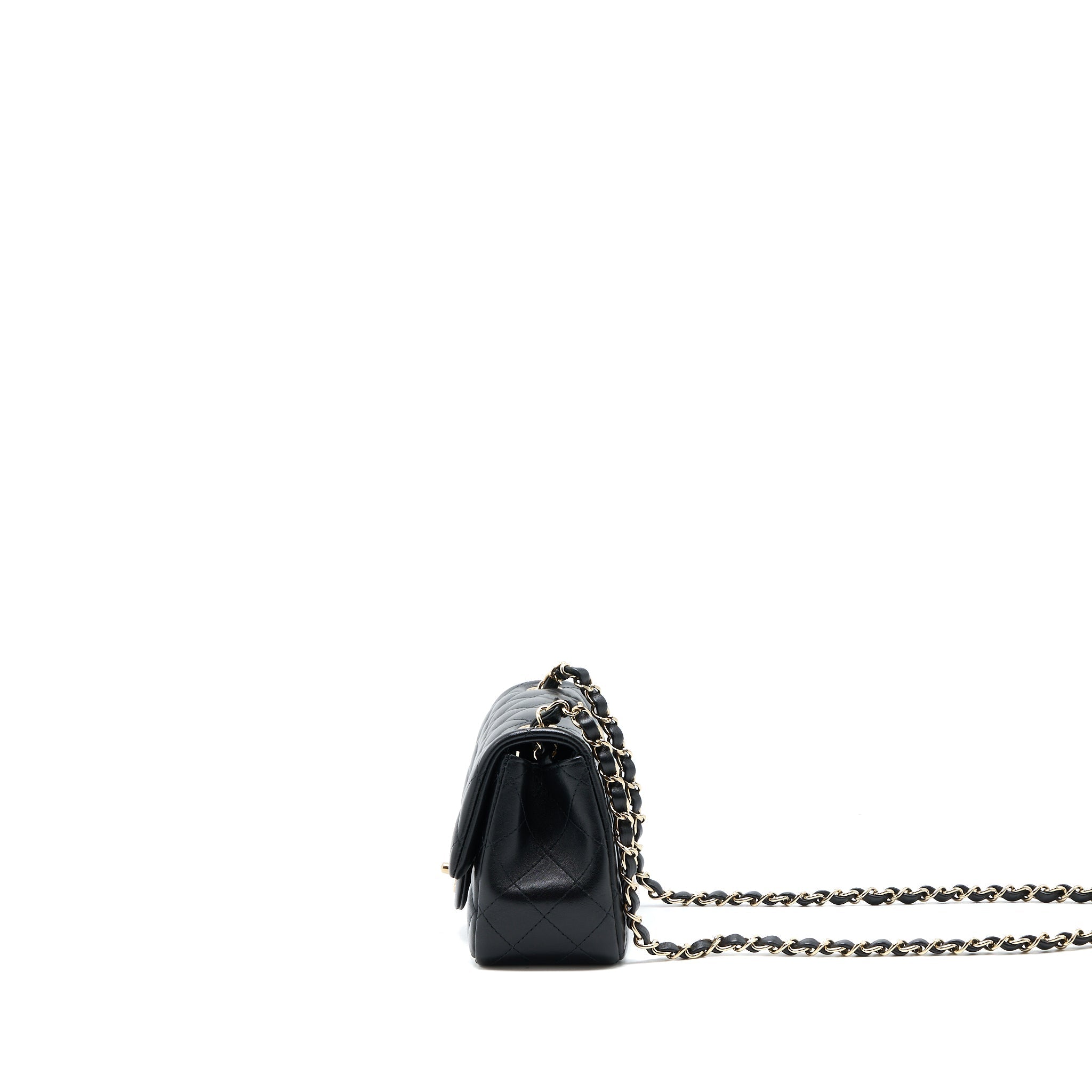 CHANEL CLASSIC MINI SQUARE FLAP BAG LAMBSKIN BLACK LGHW (MICROCHIP)