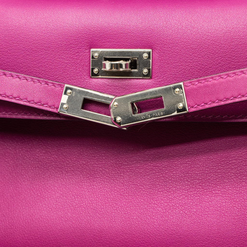 HERMES KELLY POCHETTE SWIFT ROSE POURPRE SHW