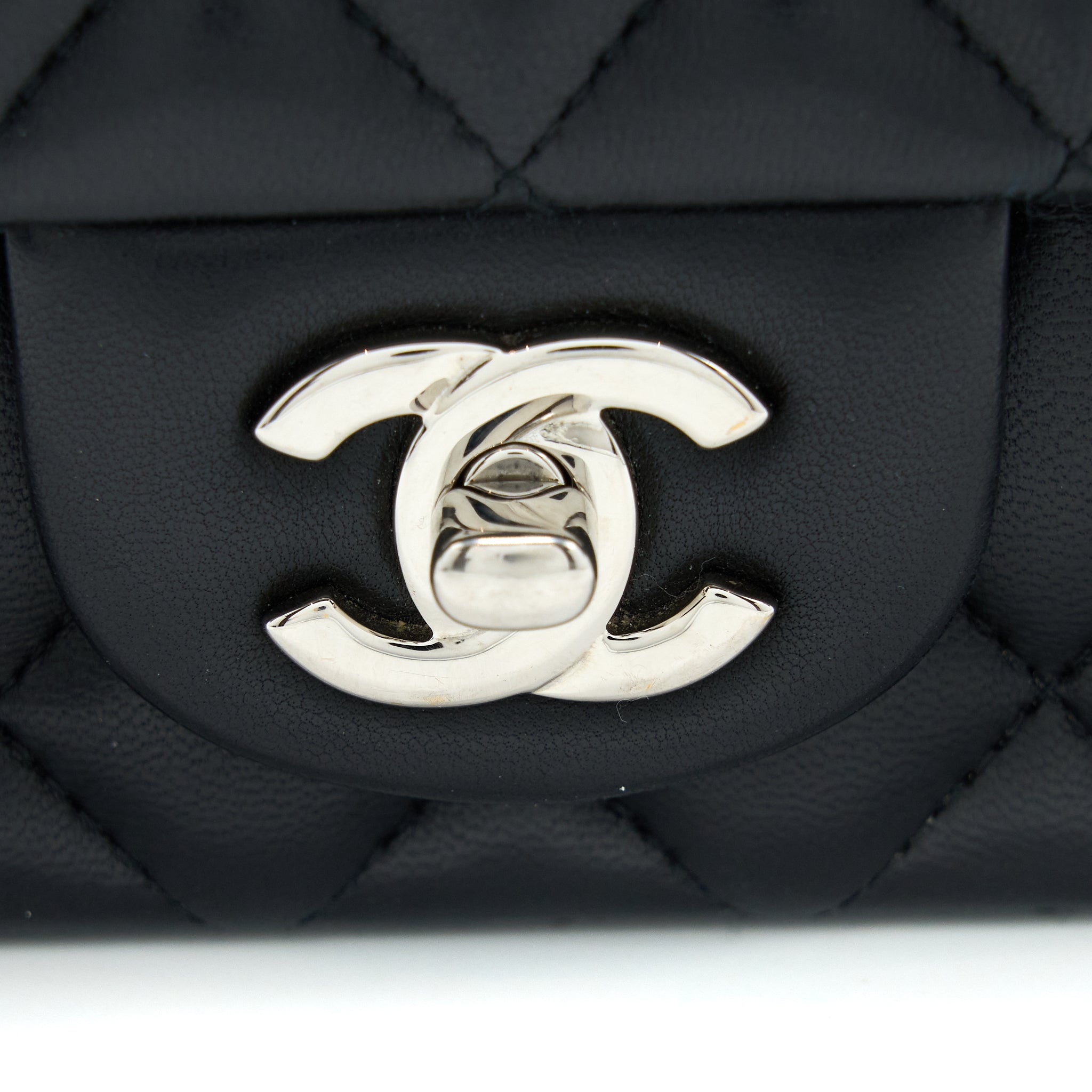 CHANEL MINI RECTANGULAR FLAP BAG LAMBSKIN BLACK SHW