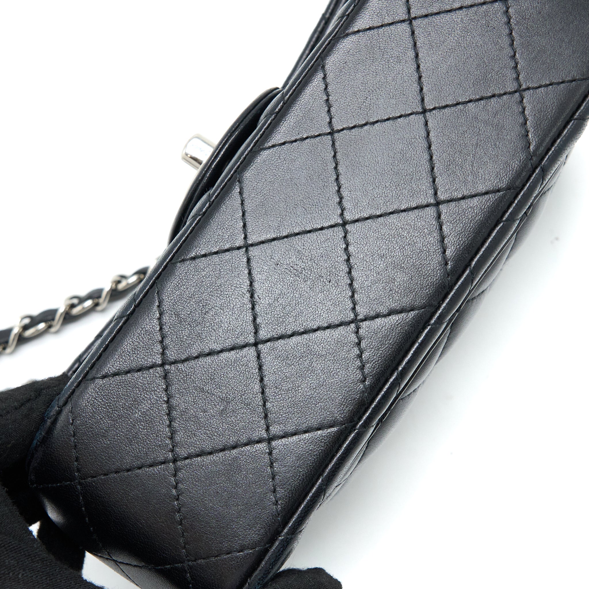 CHANEL MINI RECTANGULAR FLAP BAG LAMBSKIN BLACK SHW