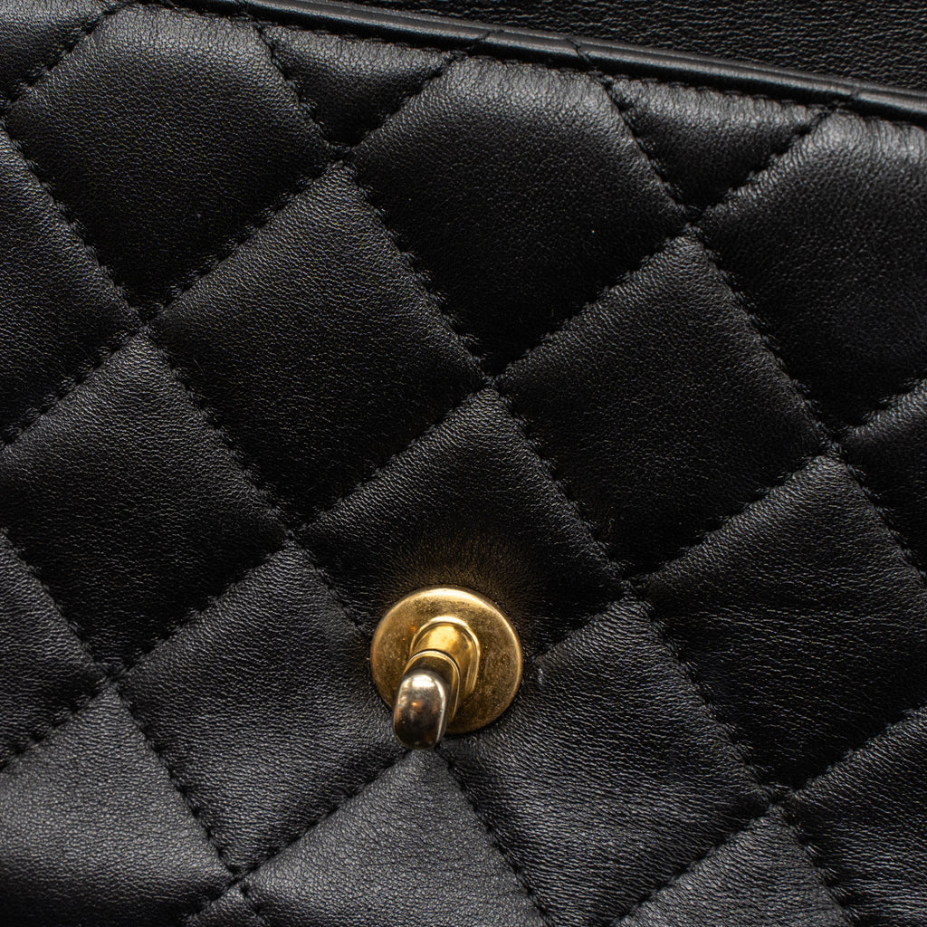 CHANEL LIMITED EDITION QUILTED FLAP BAG LAMBSKIN BLACK GHW (MICROCHIP)