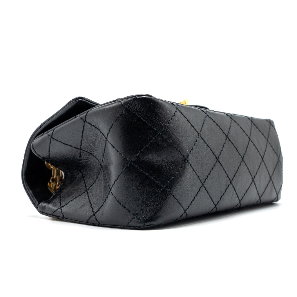 CHANEL MINI 2.55 REISSUE AGED CALFSKIN BLACK BRUSHED GHW(MICROCHIP)