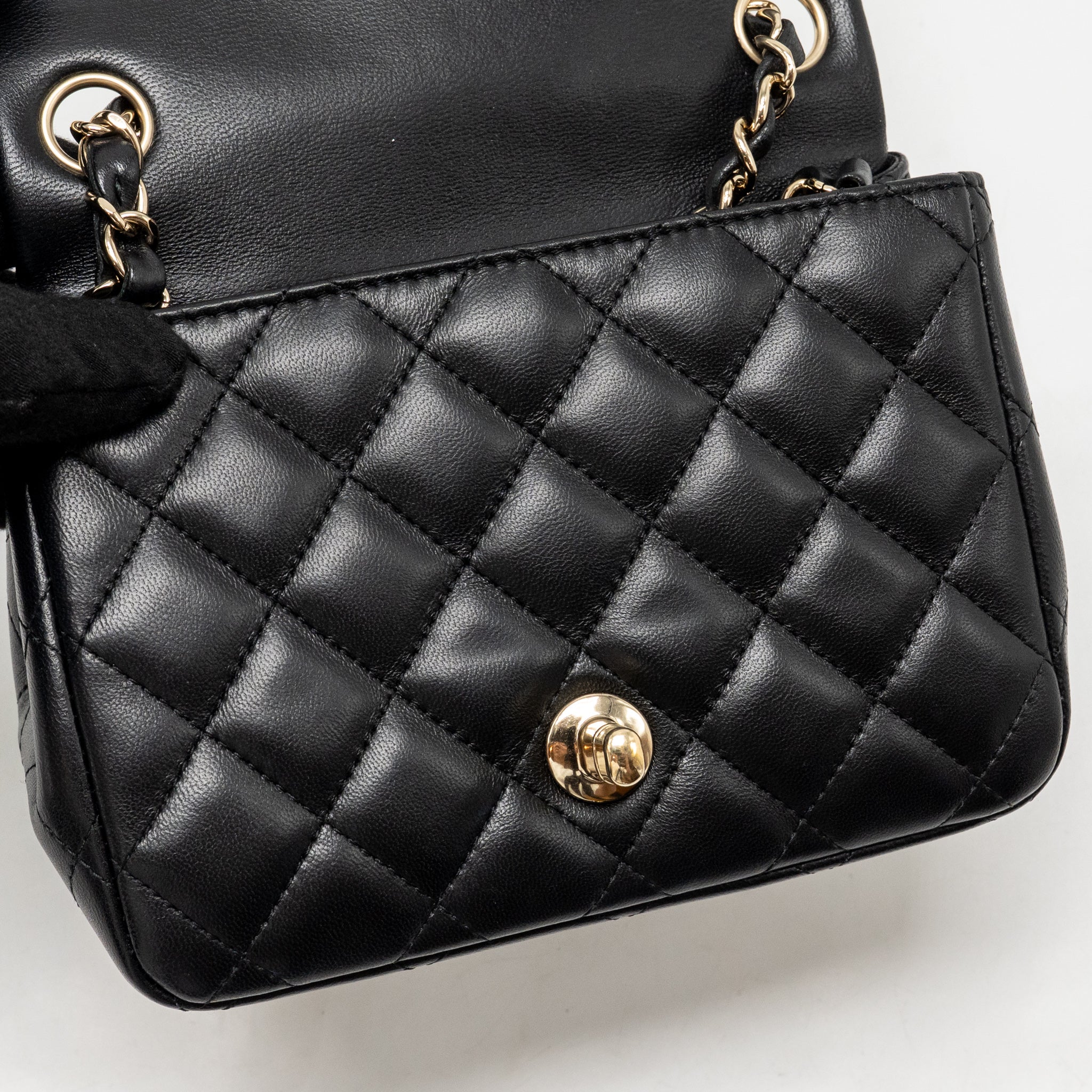 CHANEL MINI SQUARE FLAP BAG LAMBSKIN BLACK LGHW