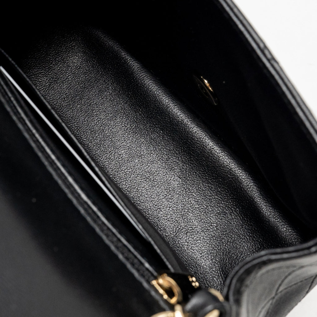 CHANEL MINI SQUARE FLAP BAG LAMBSKIN BLACK LGHW