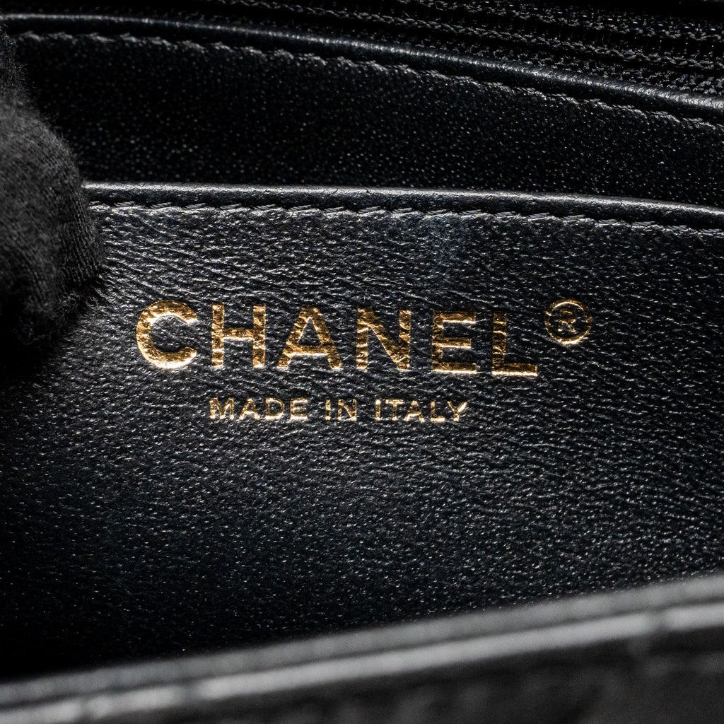 CHANEL MINI SQUARE FLAP BAG LAMBSKIN BLACK LGHW