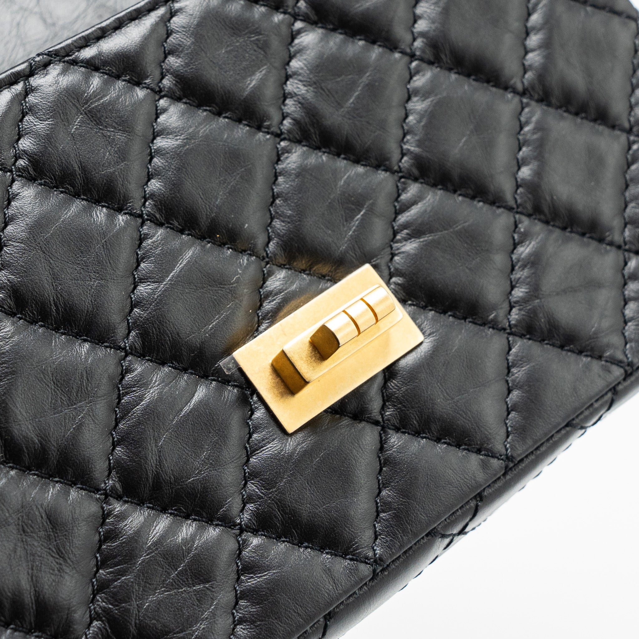 CHANEL MINI 2.55 REISSUE AGED CALFSKIN BLACK BRUSHED GHW(MICROCHIP)