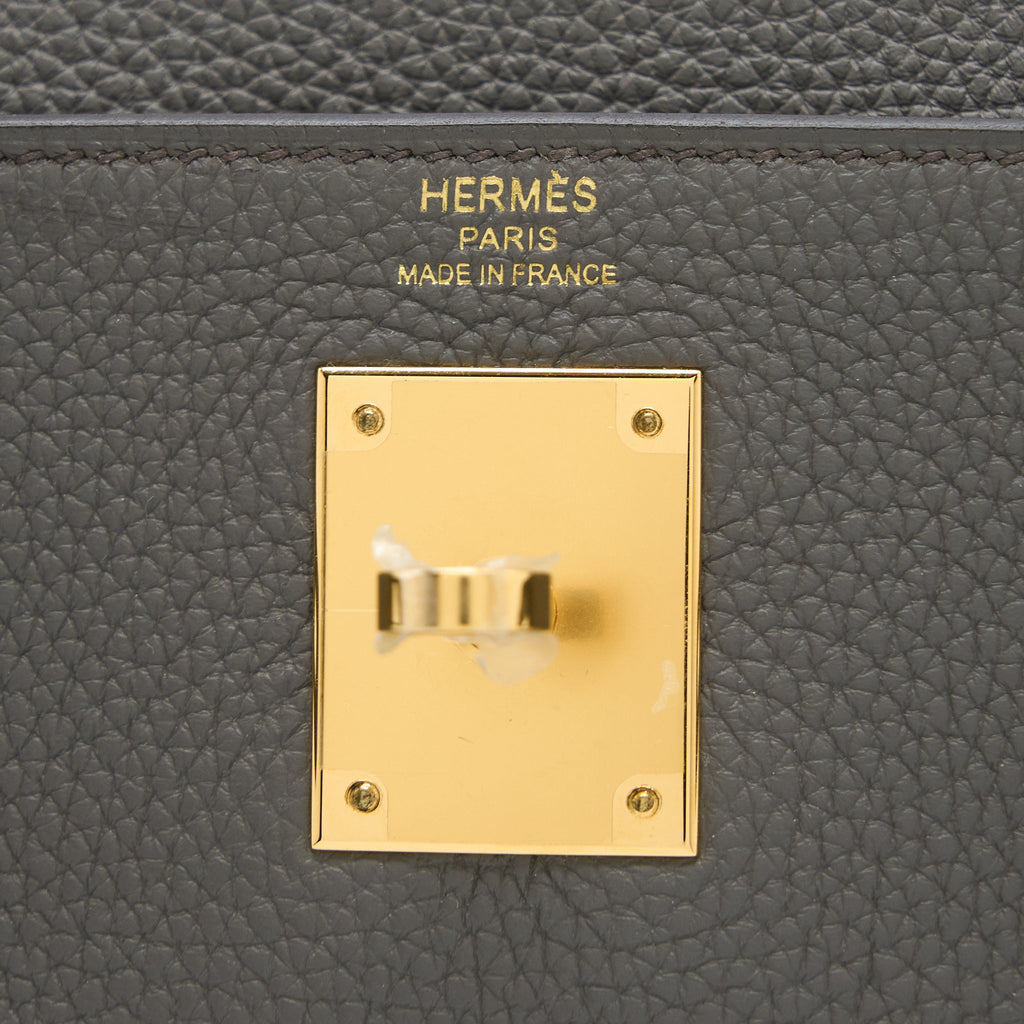 HERMES KELLY 28 TOGO 8F GRIS ETAIN GHW