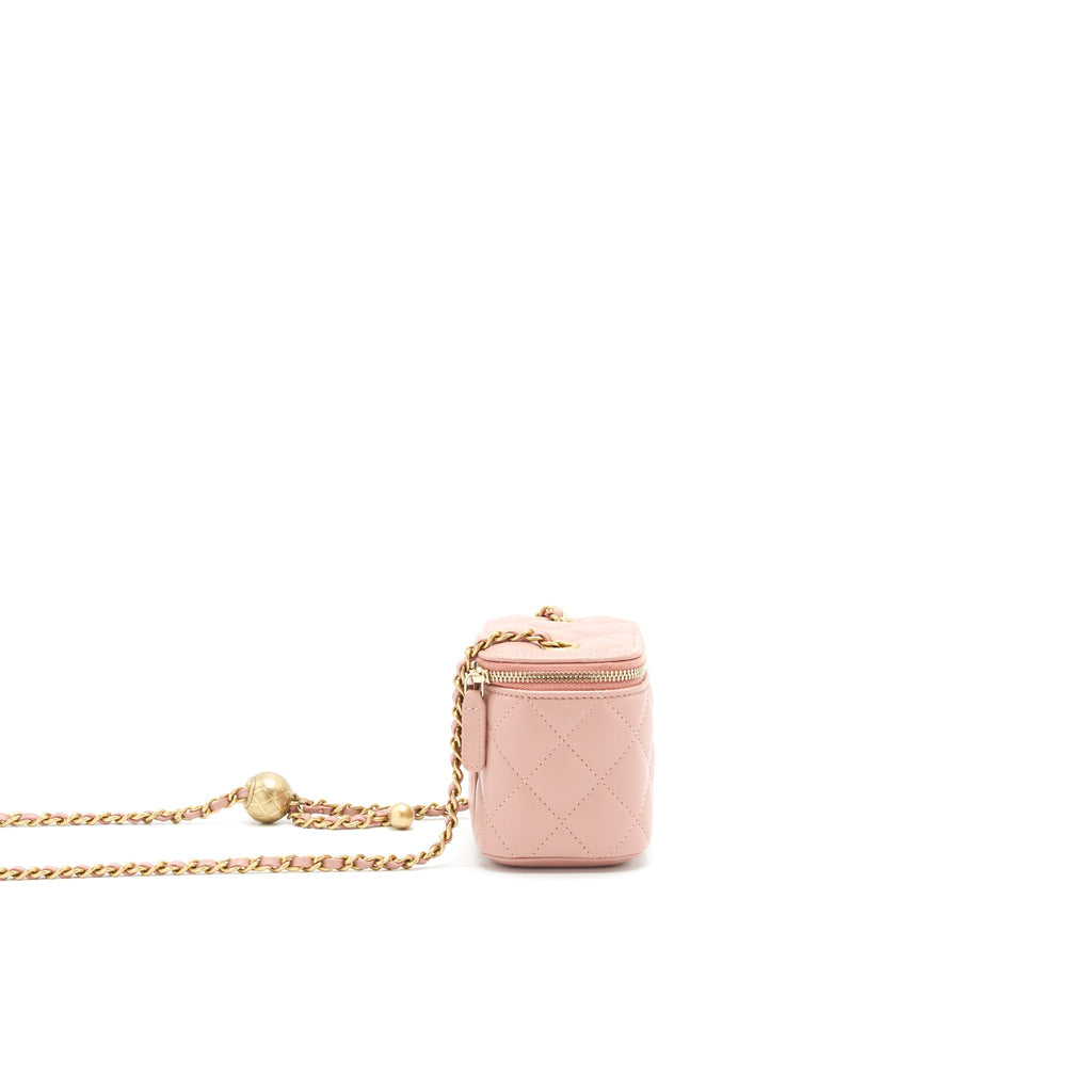 CHANEL 21B PEARL CRUSH MINI VANITY WITH CHAIN IN DARK PINK