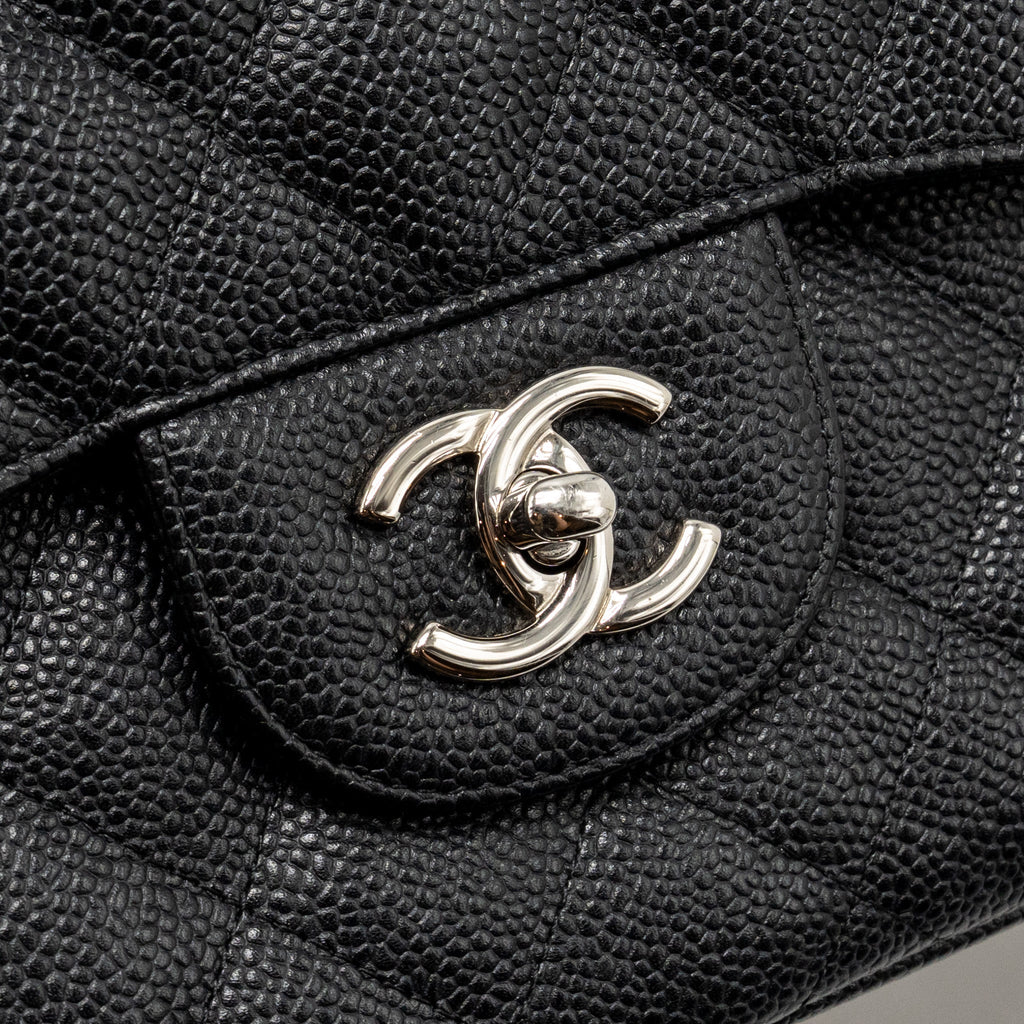CHANEL JUMBO CLASSIC DOUBLE FLAP BAG CAVIAR BLACK SHW