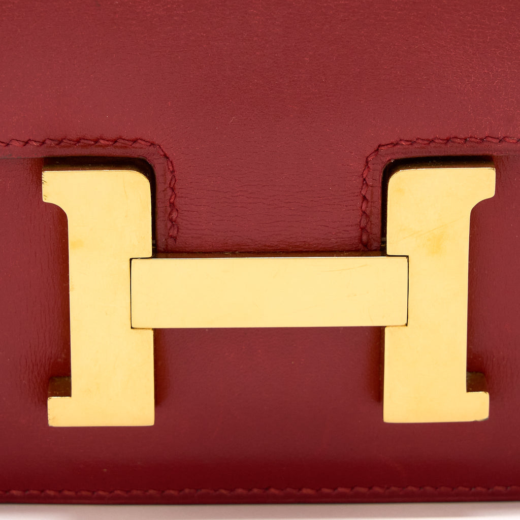 HERMES VINTAGE MINI CONSTANCE BOX LEATHER RED GHW