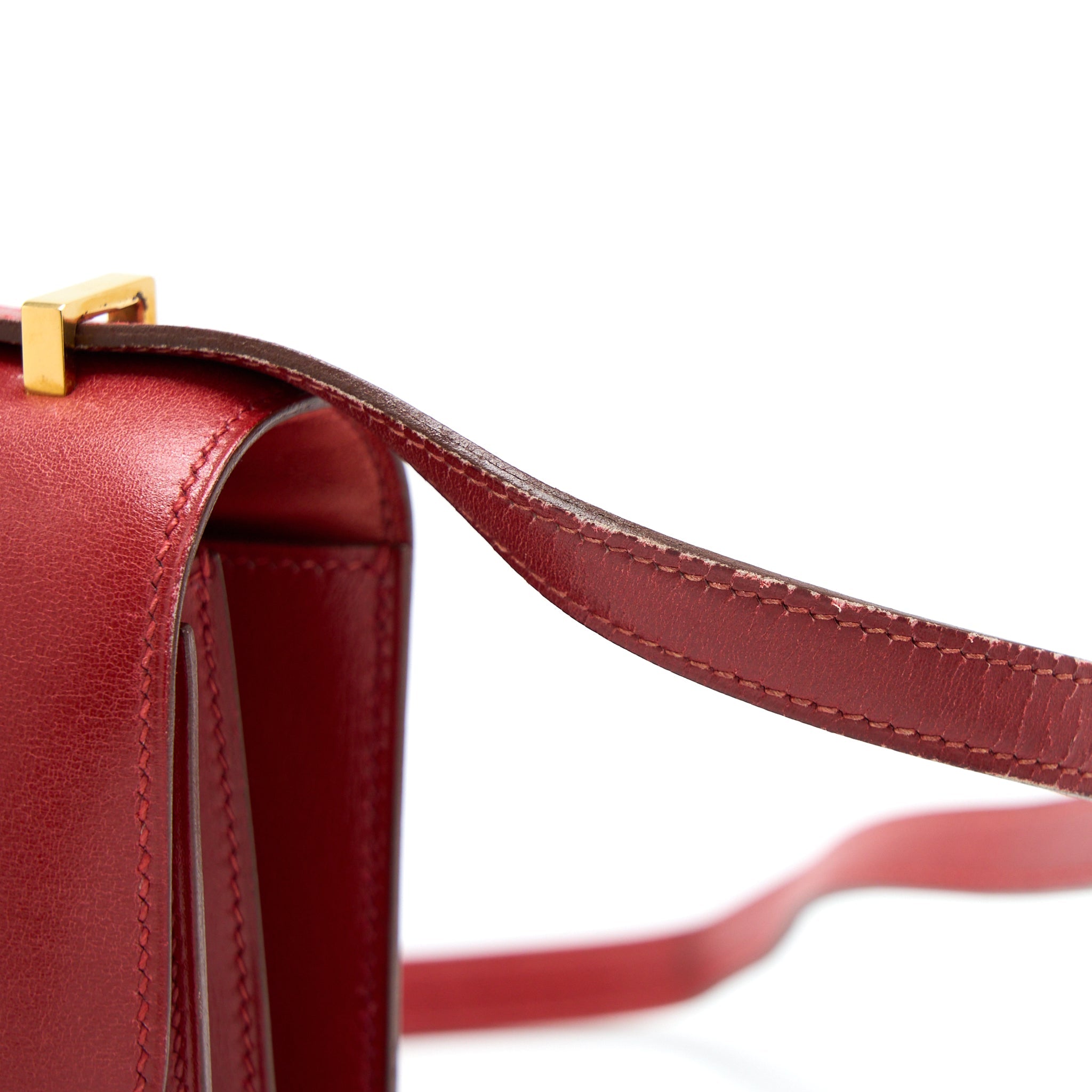 HERMES VINTAGE MINI CONSTANCE BOX LEATHER RED GHW