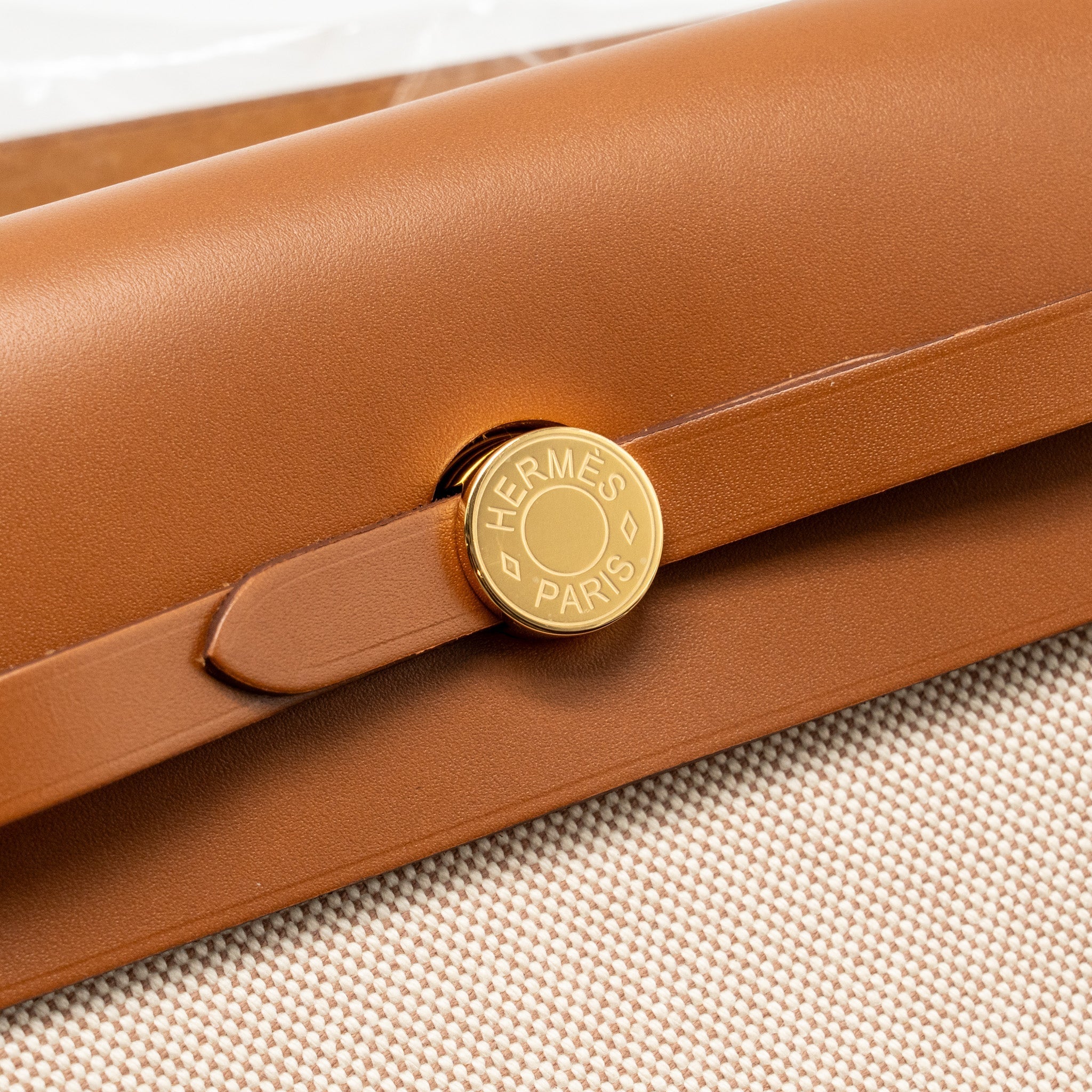 HERMES HERBAG MINI CANVAS/HUNTER LEATHER ECRU/BEIGE/FAUVE GHW