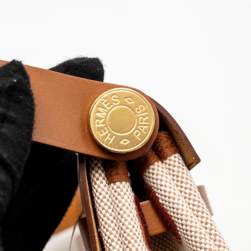 HERMES HERBAG MINI CANVAS/HUNTER LEATHER ECRU/BEIGE/FAUVE GHW