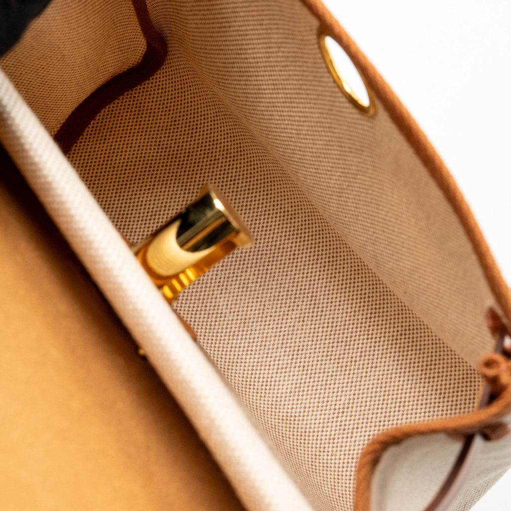 HERMES HERBAG MINI CANVAS/HUNTER LEATHER ECRU/BEIGE/FAUVE GHW