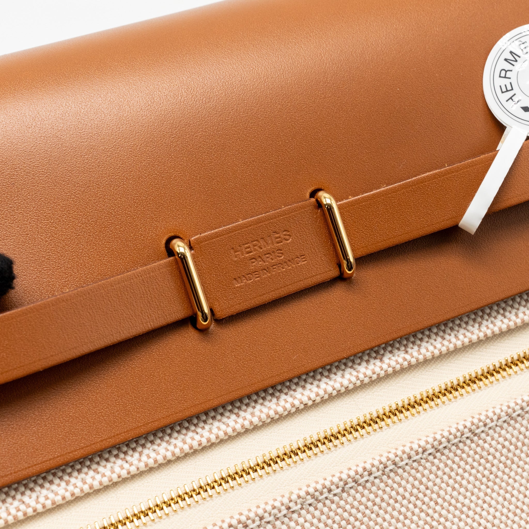 HERMES HERBAG MINI CANVAS/HUNTER LEATHER ECRU/BEIGE/FAUVE GHW