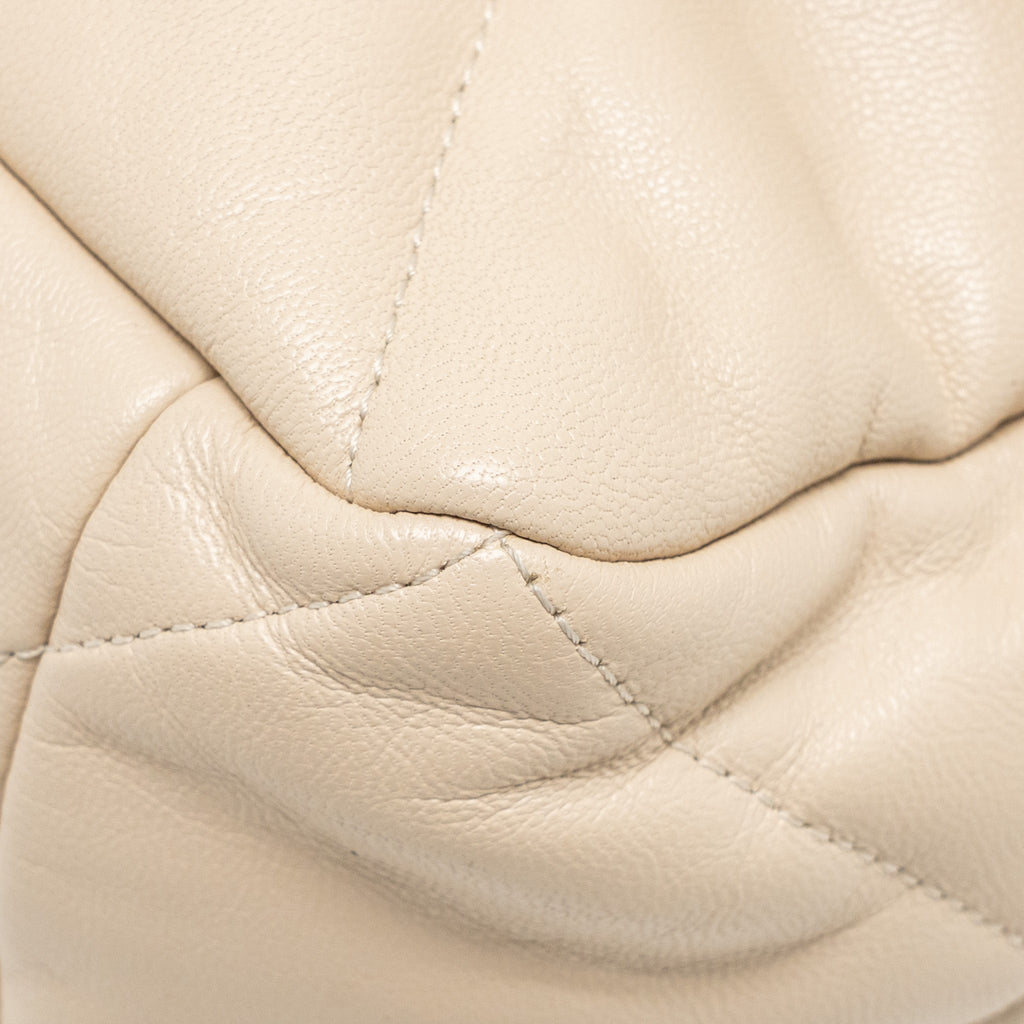 CHANEL MAXI 19 BAG GOATSKIN BEIGE MULTICOLOR HARDWARE