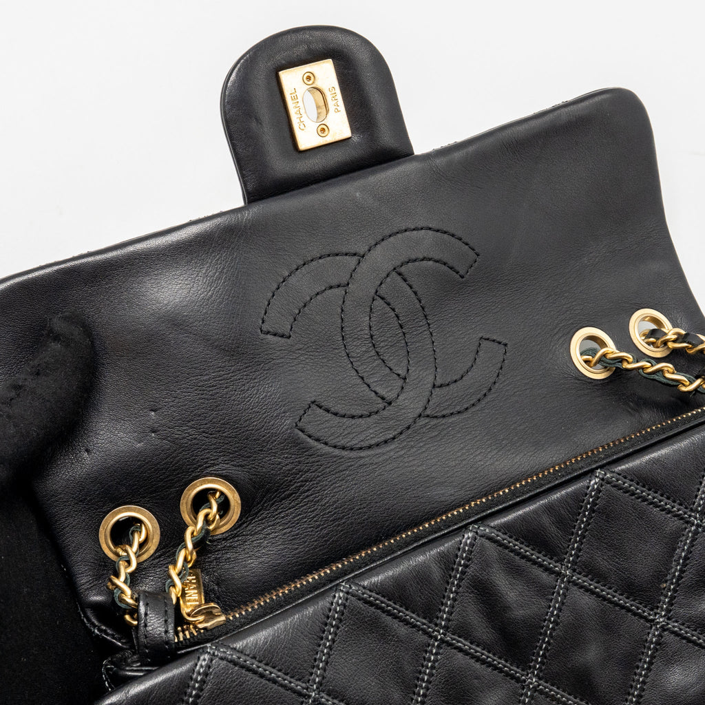 CHANEL THIN CITY FLAP BAG CALFSKIN BLACK GHW