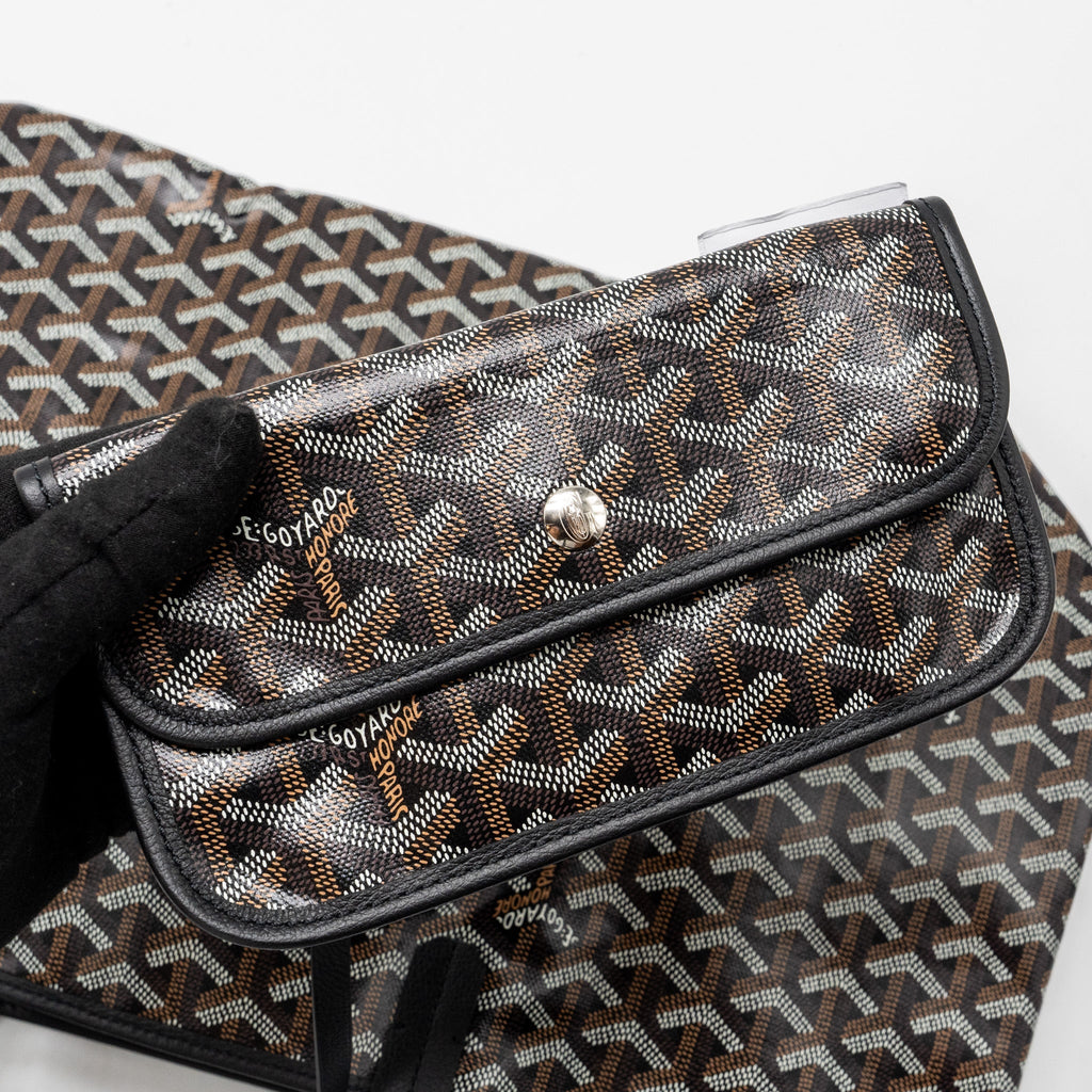 GOYARD SAINT LOUIS PM TOTE BAG GOYARDLINE CANVAS BLACK SHW